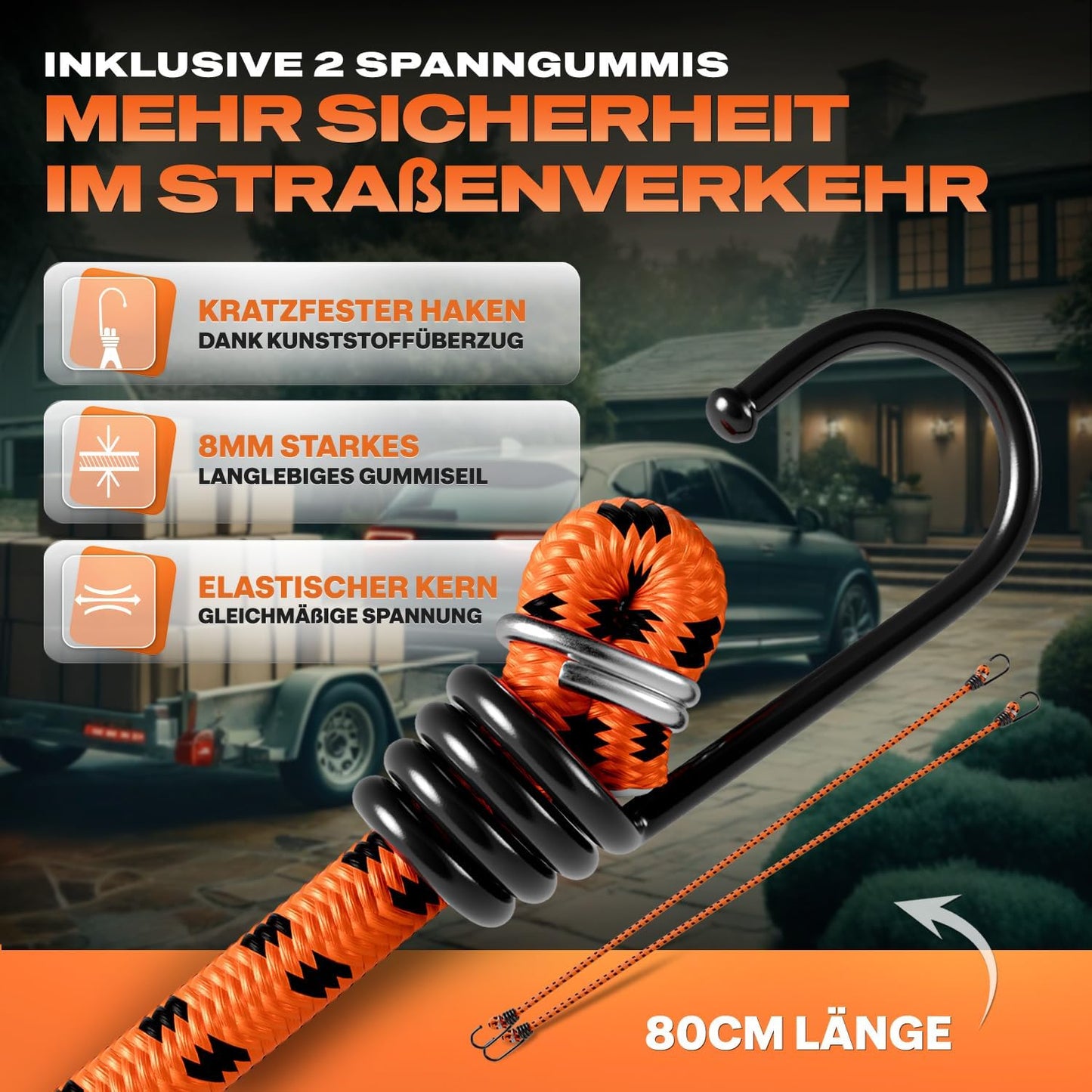 Spanngurte mit Ratsche 4er-Set 6m, Orange 6m