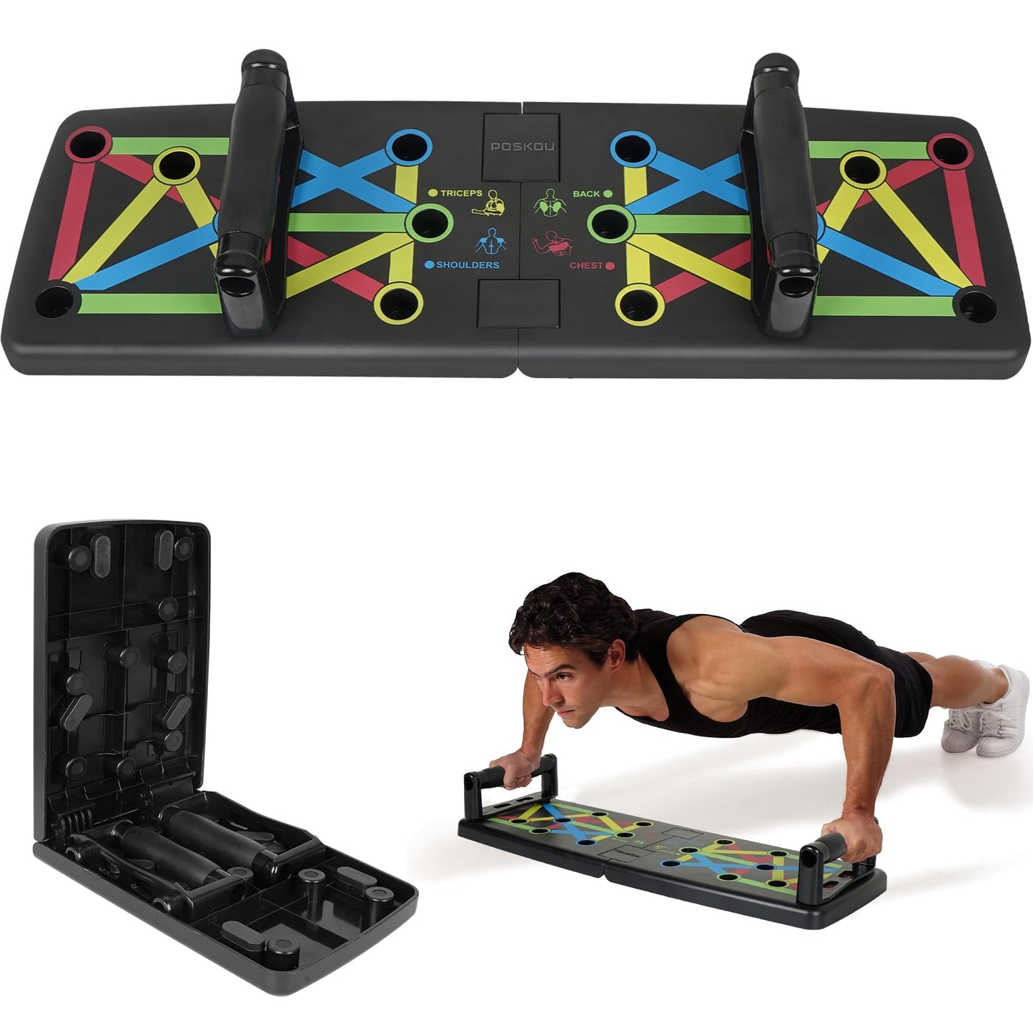 Faltbares Liegestützbrett für Home Gym Fitness, Mehrfarbig