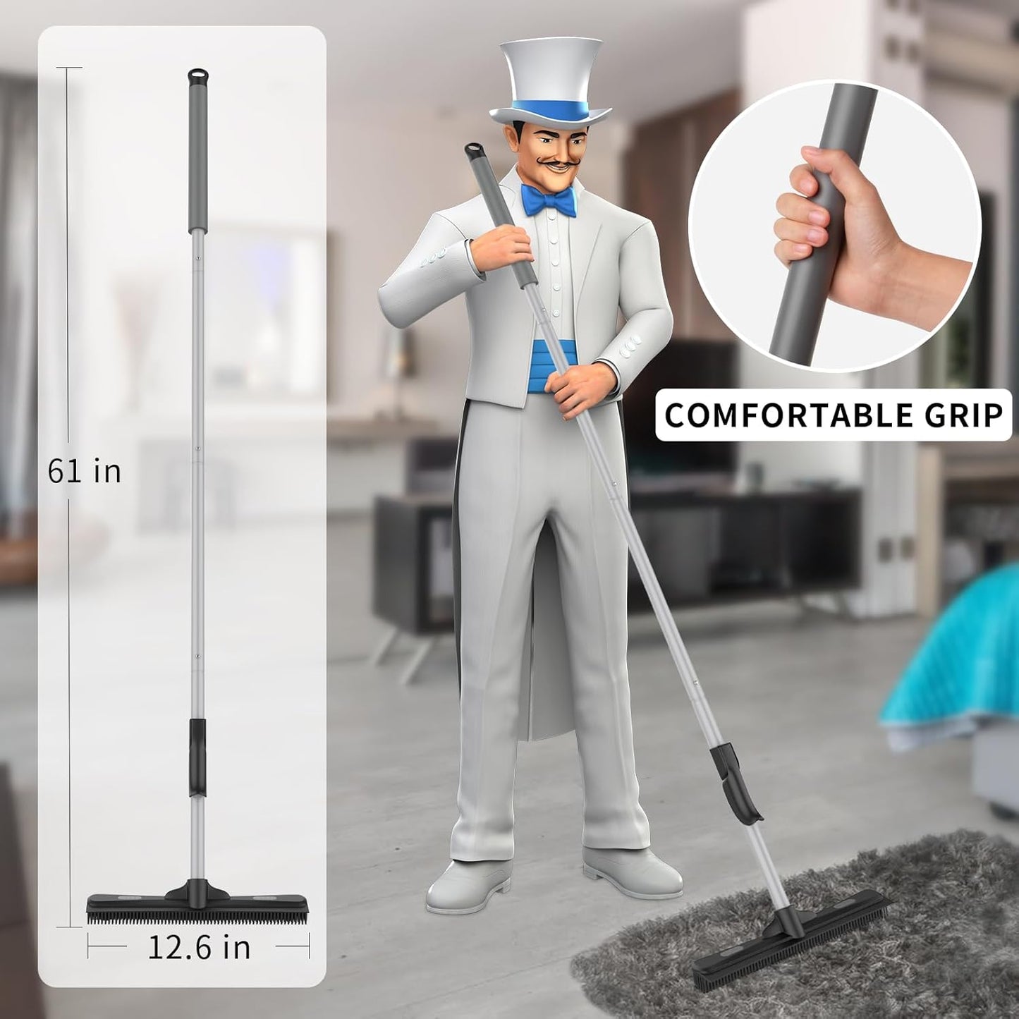 Gummibesen 3-in-1 mit Abzieher und Mikrofasertuch