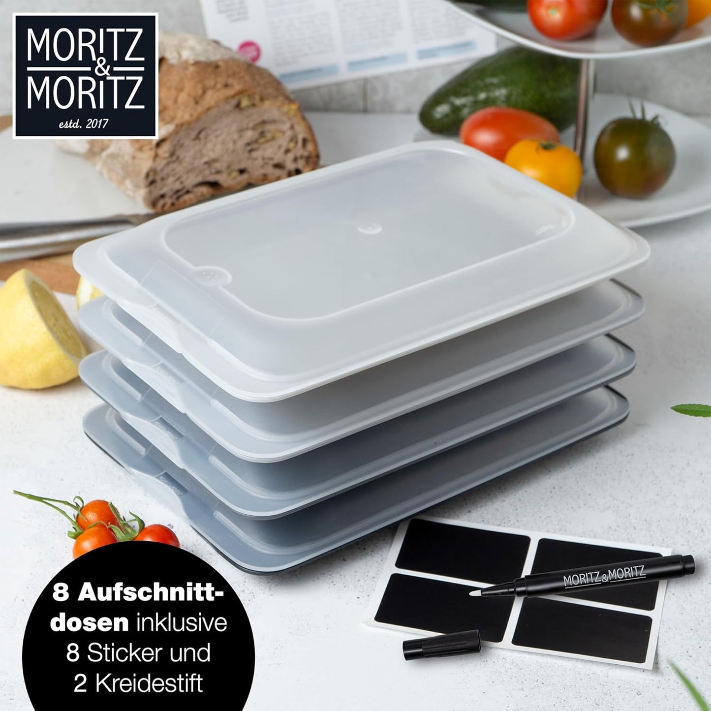 8er-Set Aufschnittboxen, Dunkel 8er Pack