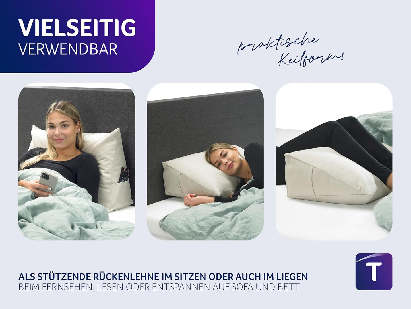 Cozy Rückenkissen mit abnehmbarem Bezug, Beige