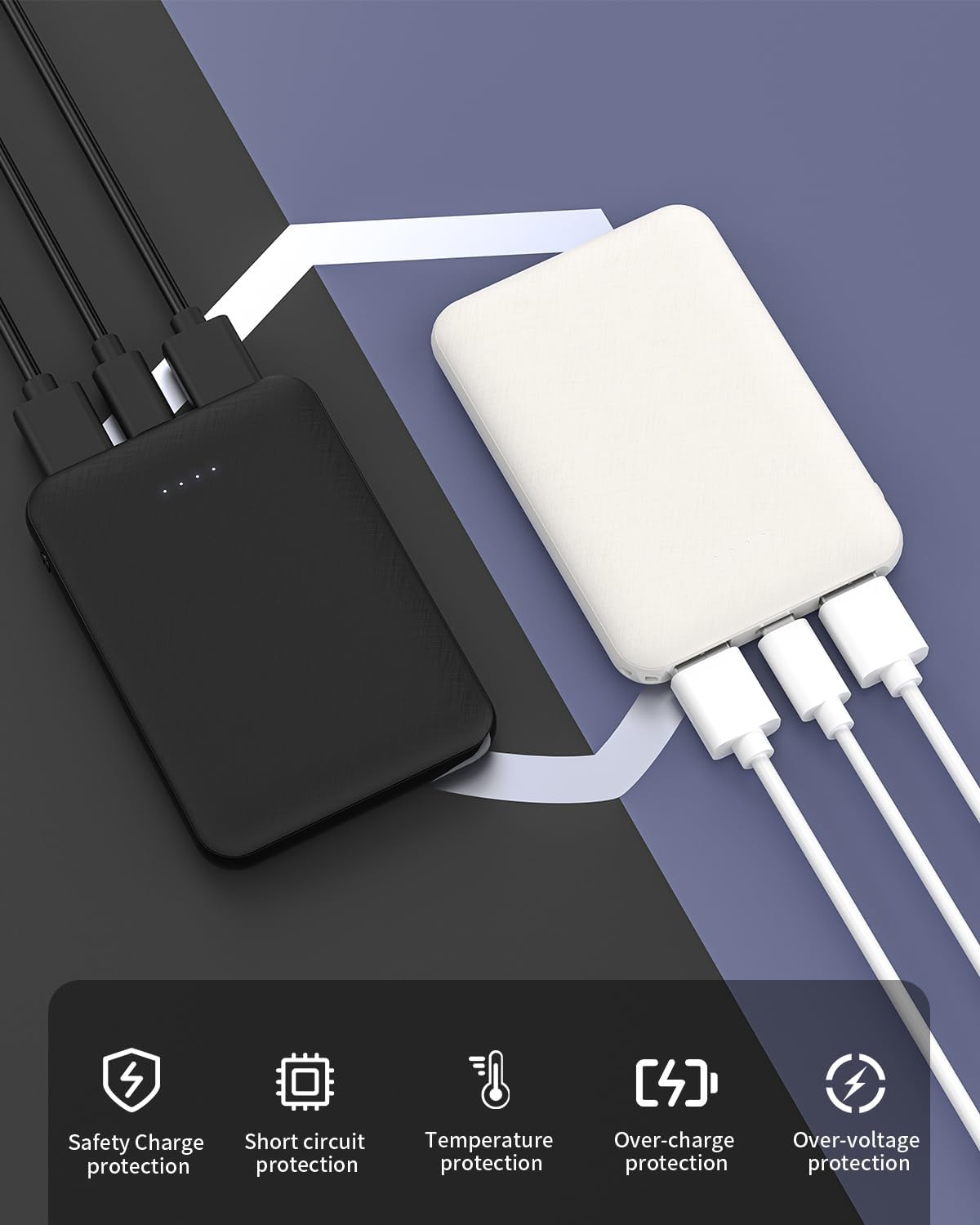 2er Set Mini Power Bank, Schwarz und Weiss
