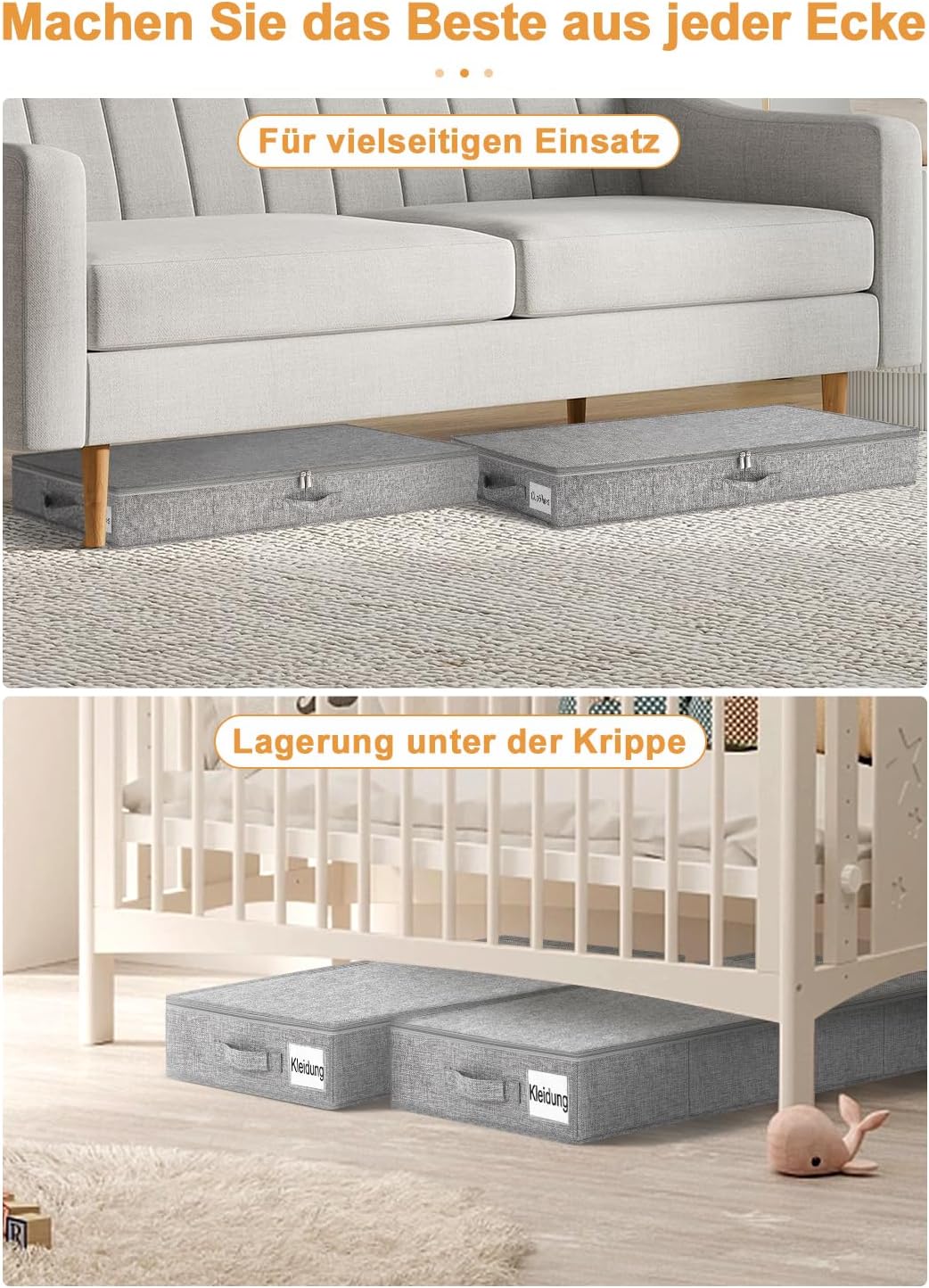 2er-Set Unterbettkommoden mit Doppelreissverschluss, Pessimistisch