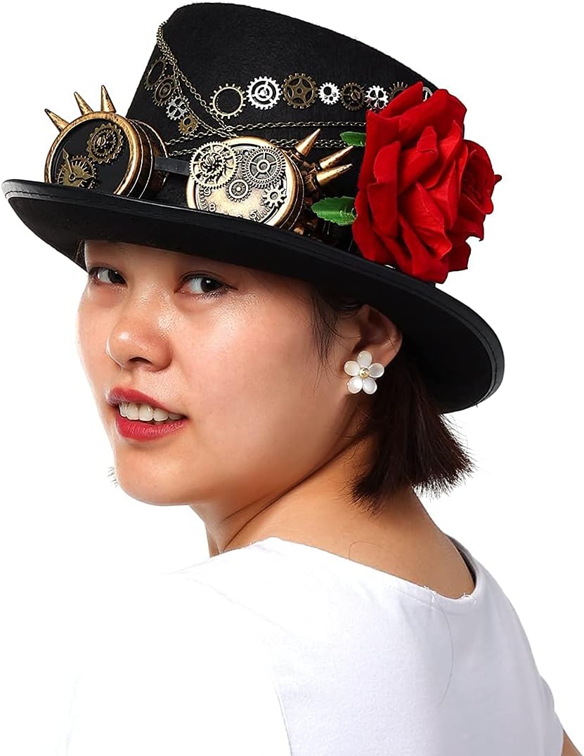 Steampunk Zylinderhut mit Brille, Farbe E M
