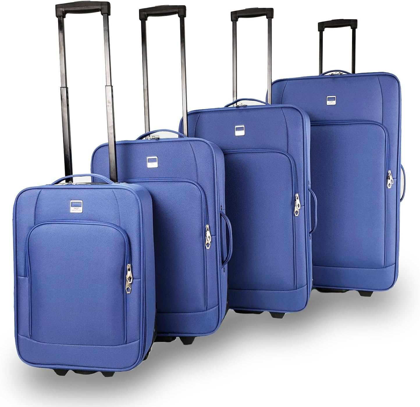 Stoffkoffer Trolley-Set mit Inline Rollen (4-teilig), 4er Set Blau