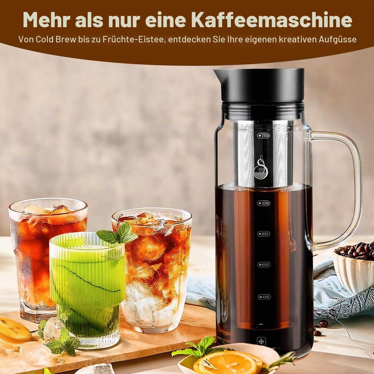 Cold Brew Kaffeebereiter, 1500ml
