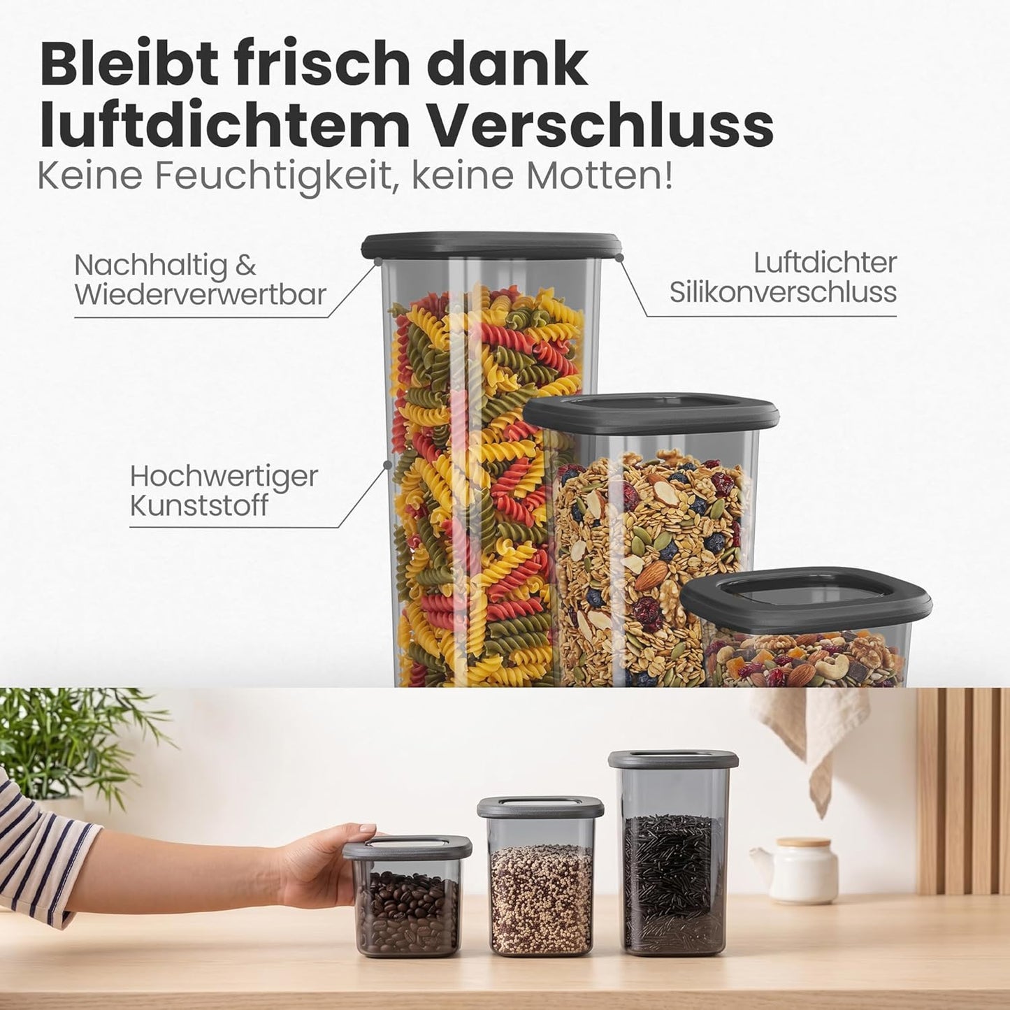 Vorratsdosen-Set mit Deckel, 12er Set | Vorratsbehälter