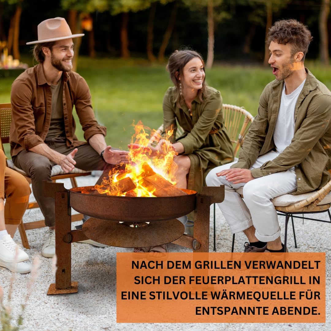 Feuerschale mit Feuerplatte, Feuerschale 55cm mit Feuerplatte 69cm