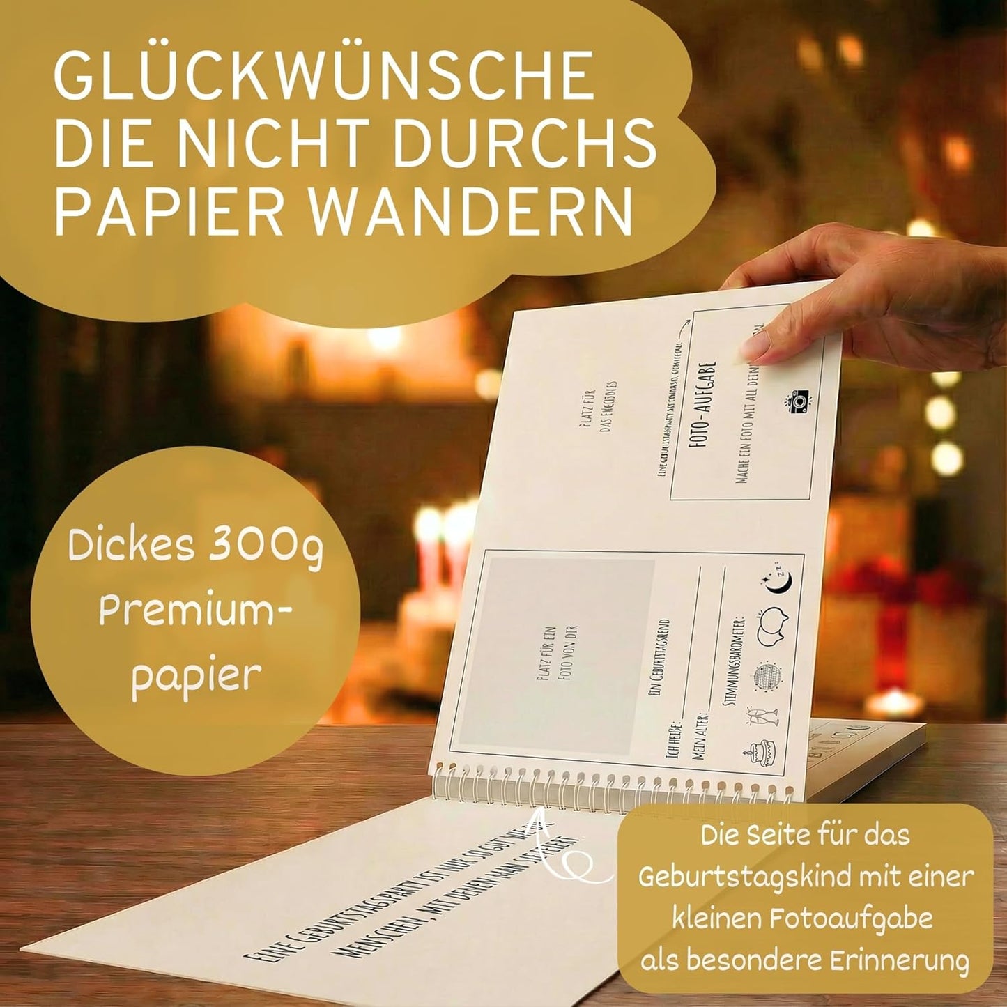 Gästebuch Geburtstag mit Fragen, 60 Seiten - Schlicht