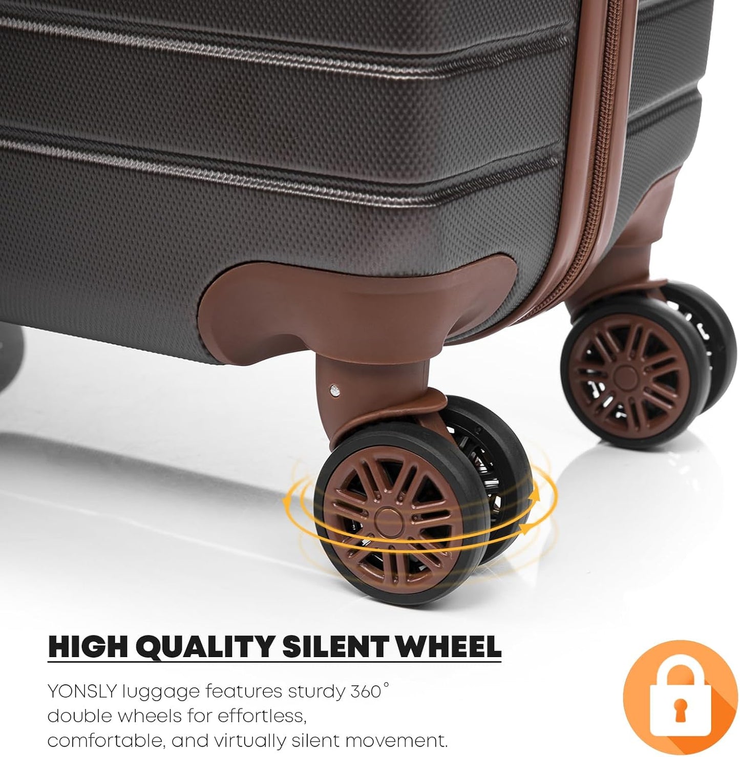 Reisekoffer Handgepäck Trolley-Set mit Zahlenschloss, L (66cm-66L) YS15 Braun