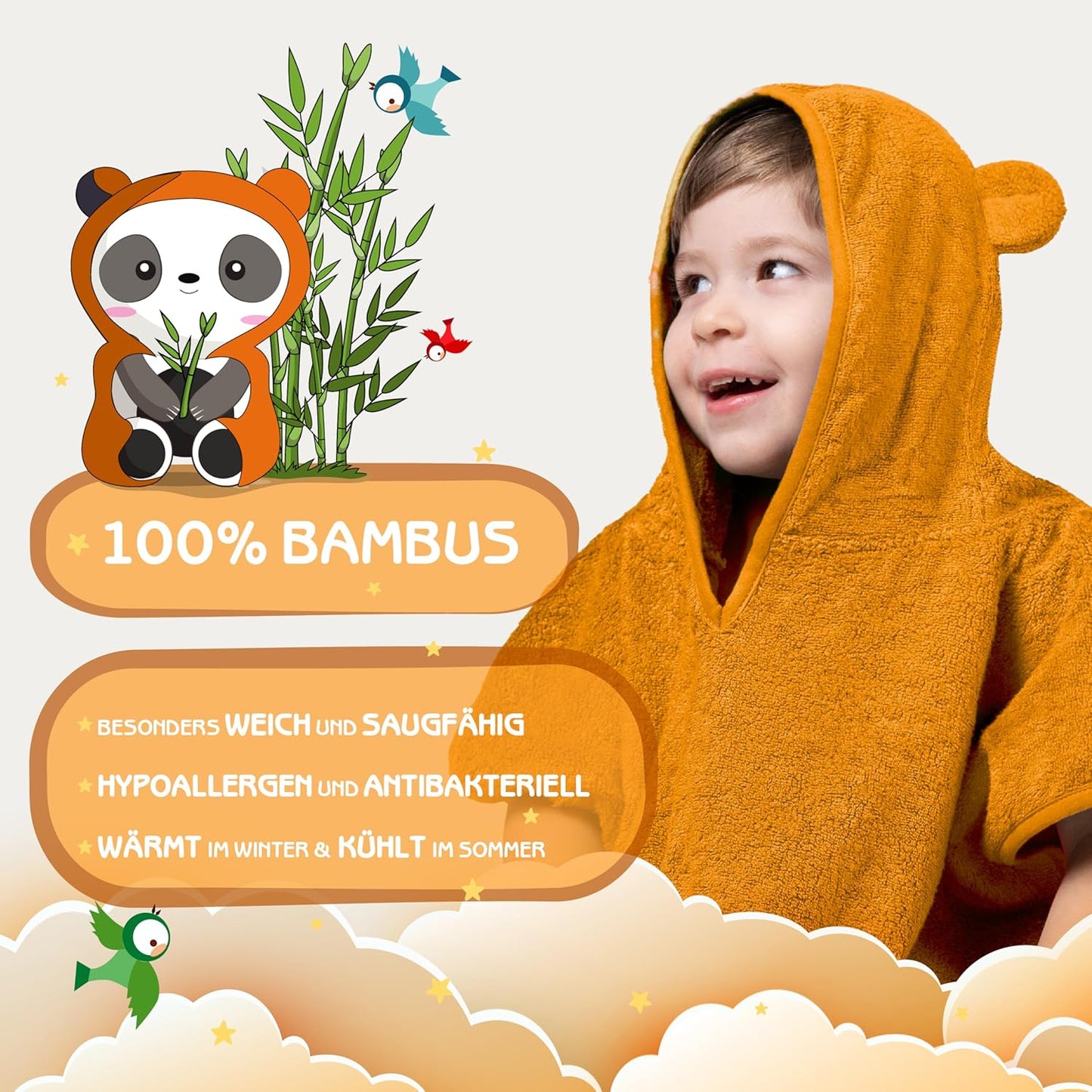 Badeponcho aus Bambus, Lehm-braun