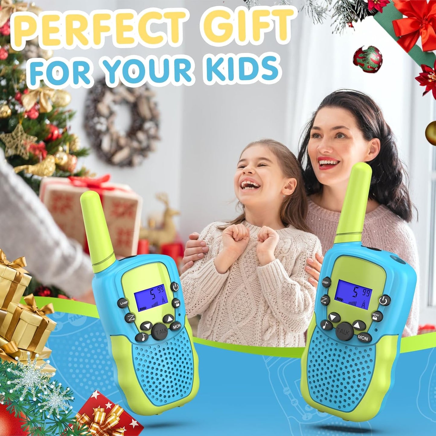 Walkie Talkies für Kinder (8-Kanal, ca 5 km Reichweite), Blau