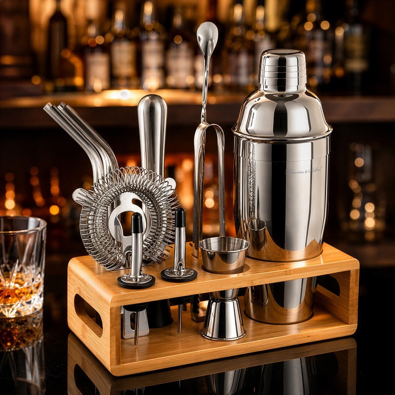 13-teiliges Cocktail-Shaker-Set mit Rezepten und Ständer