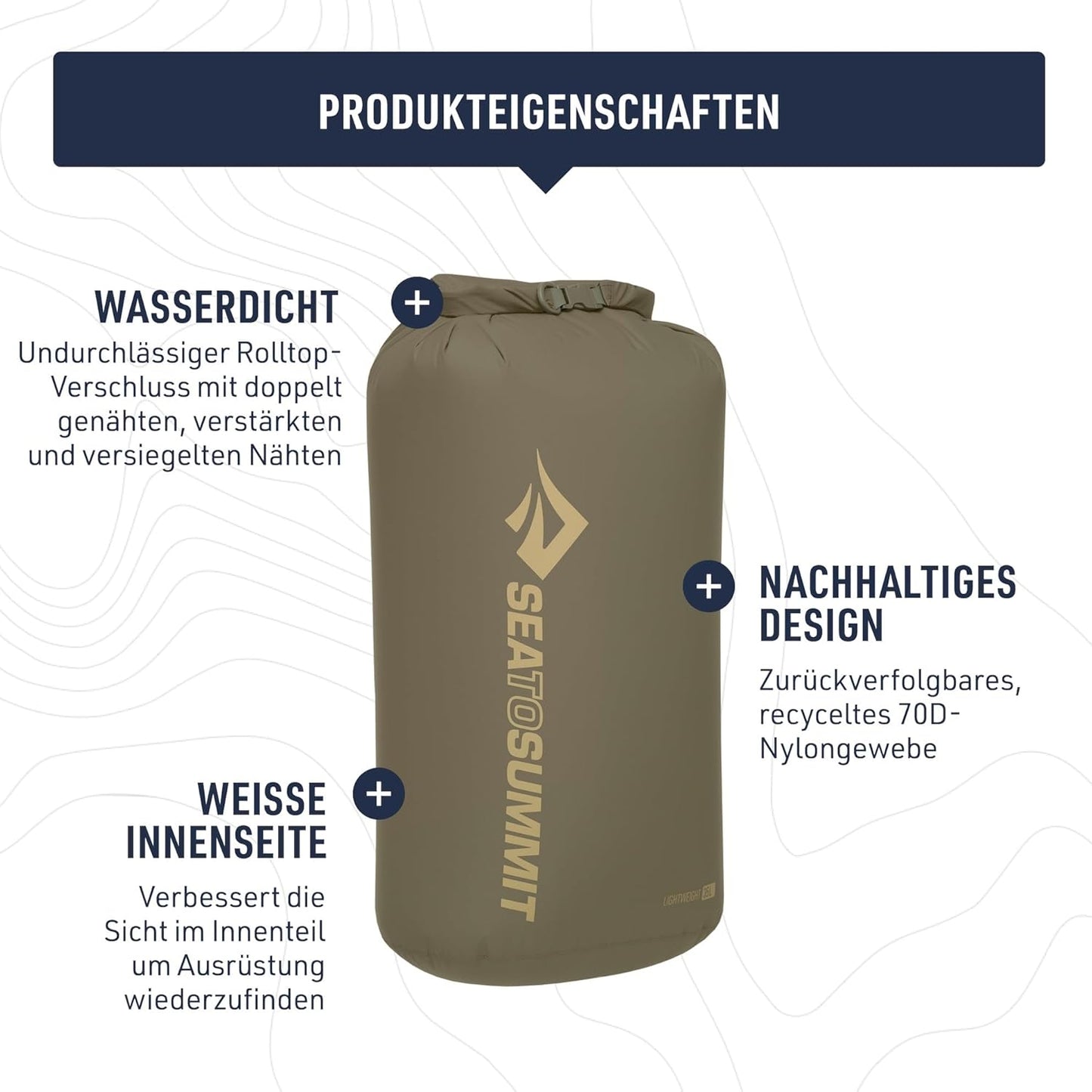 Leichter Trockensack für Outdoor-Aktivitäten, Beluga Grey Large