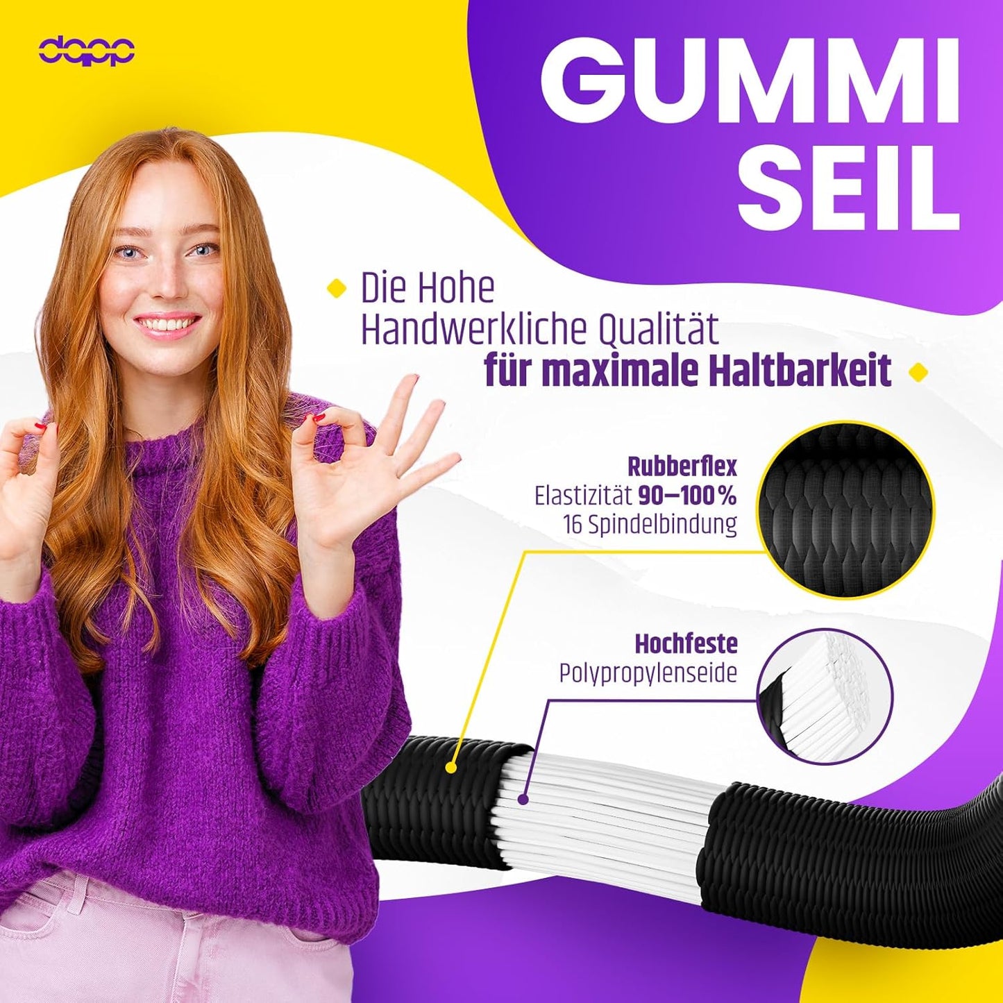 Gummiseil, 20 m, Schwarz 20.0