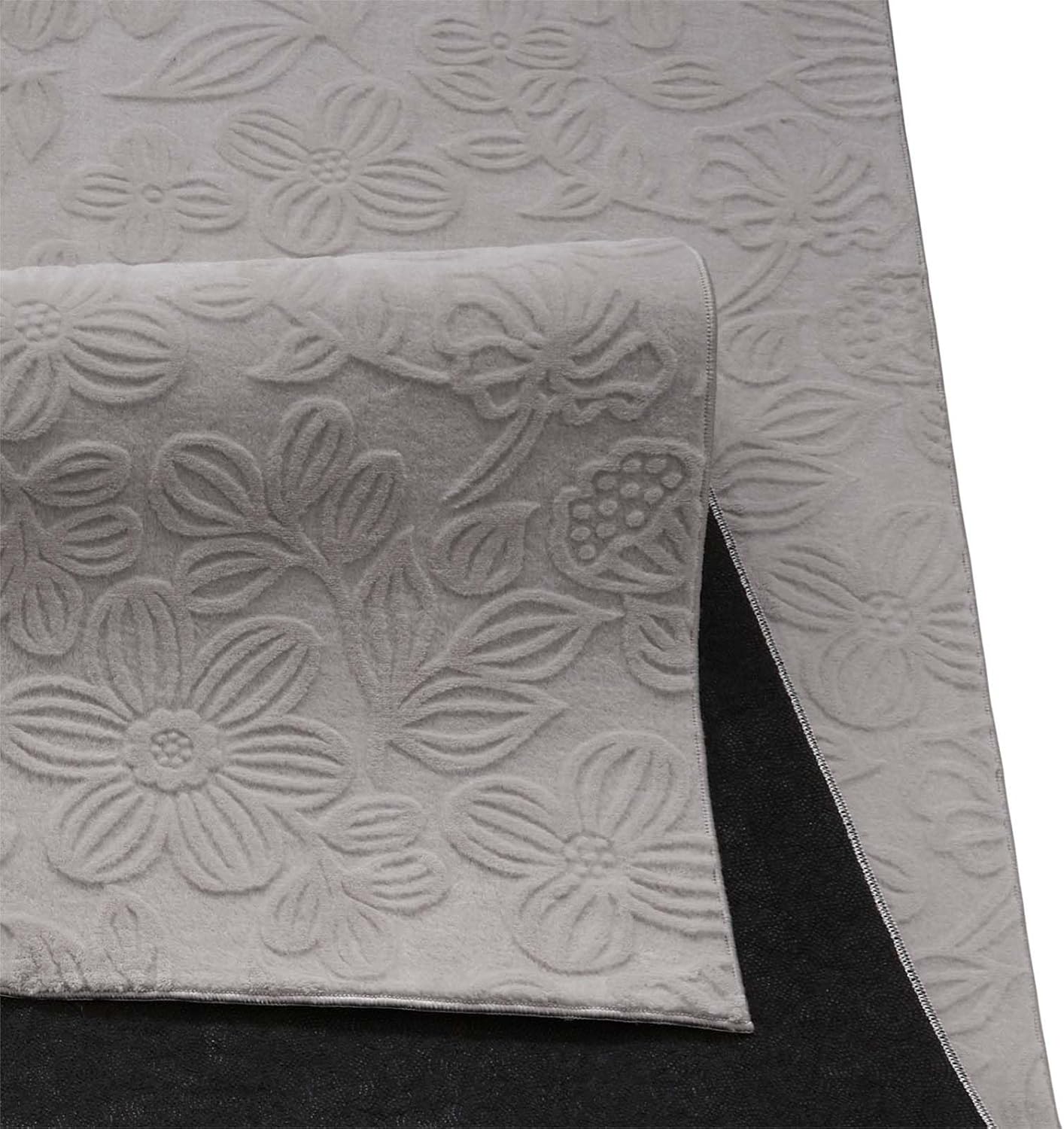Rutschfeste Badematte, waschbar, Grau Floral 120 x 170 cm (Rechteckig)