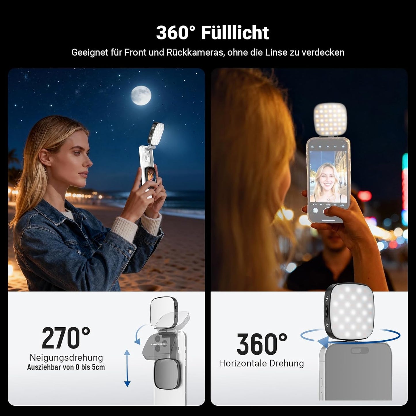 Magnetisches Selfie-Licht, NL45B Schwarz