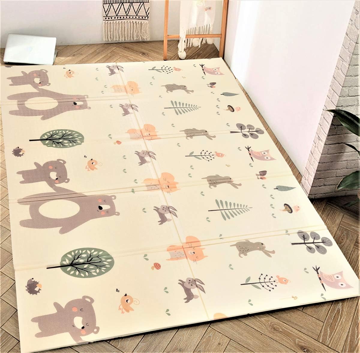 Baby Spielmatte mit Teddybär & Pferde Motiv, Teddybär und Pferde