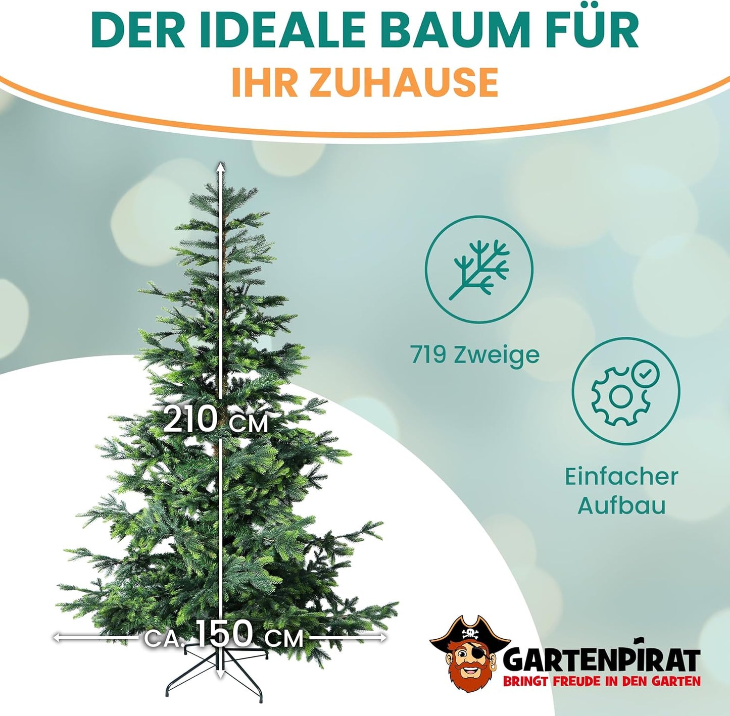 Künstlicher Weihnachtsbaum BonTree Fichte 210 cm, Baum 210 cm