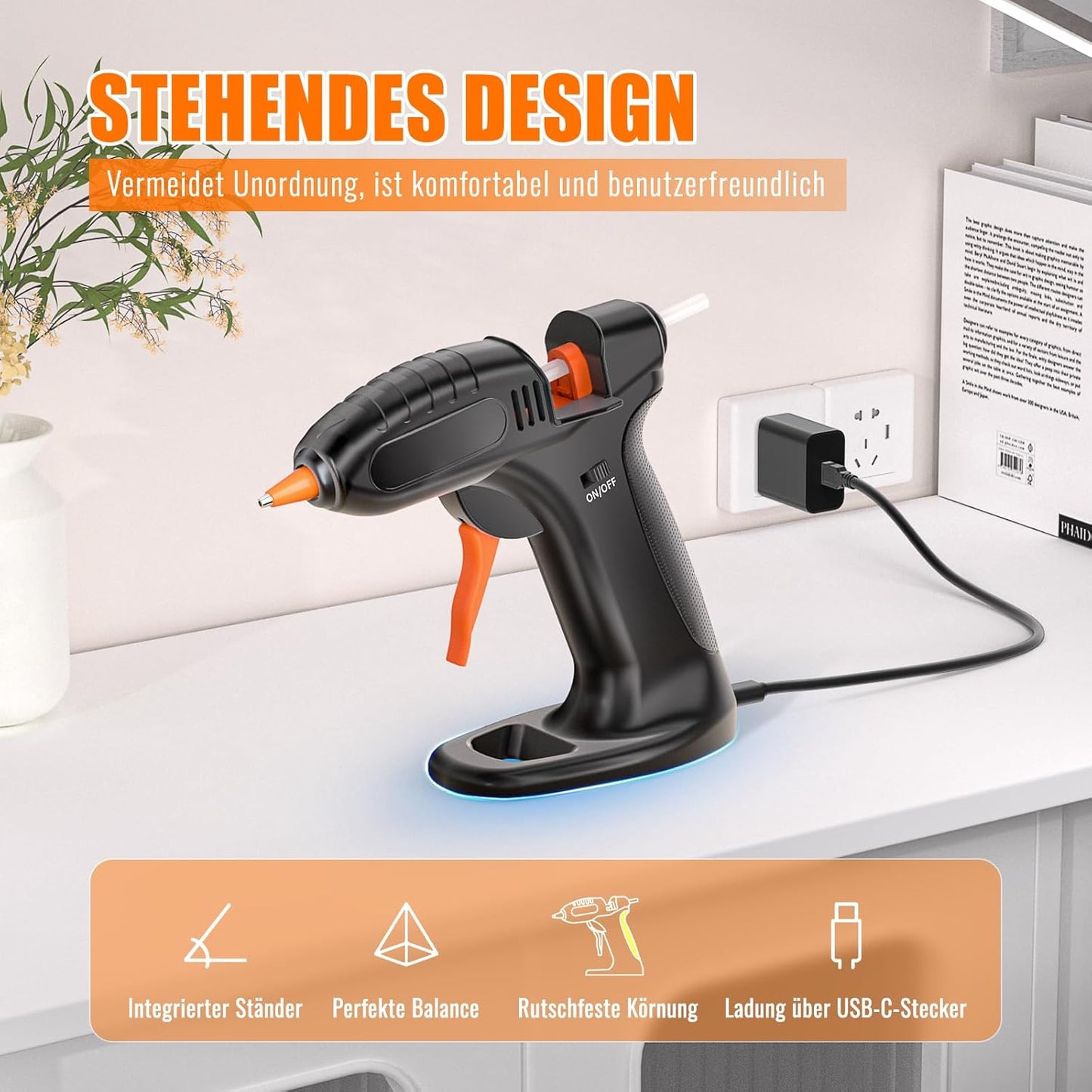 Kabellose Heissklebepistole RRQ-X inkl. 40 Klebestifte, 40stk