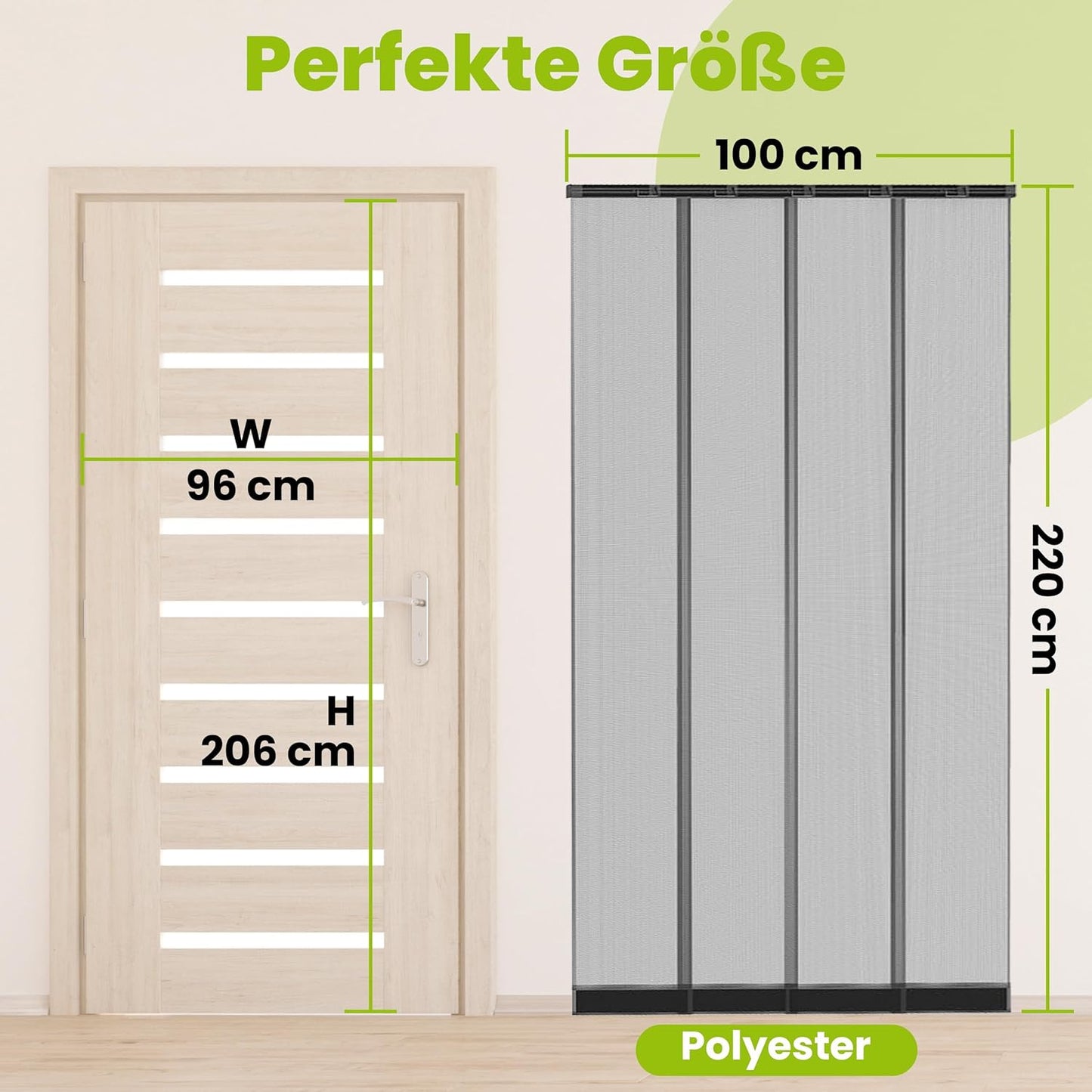 Klemm-Lamellenvorhang mit Magnet-Vorhang, Magnet-Vorhang
