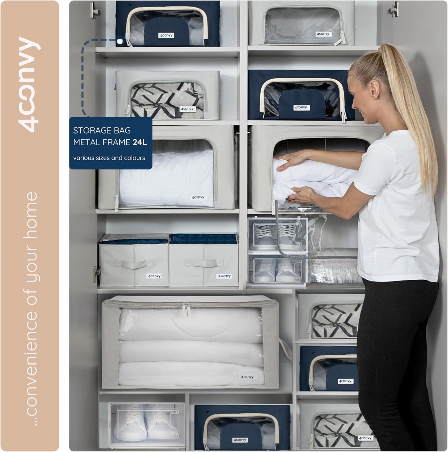 3er-Set Faltbare Kleideraufbewahrungsbox, 3x24L Blau