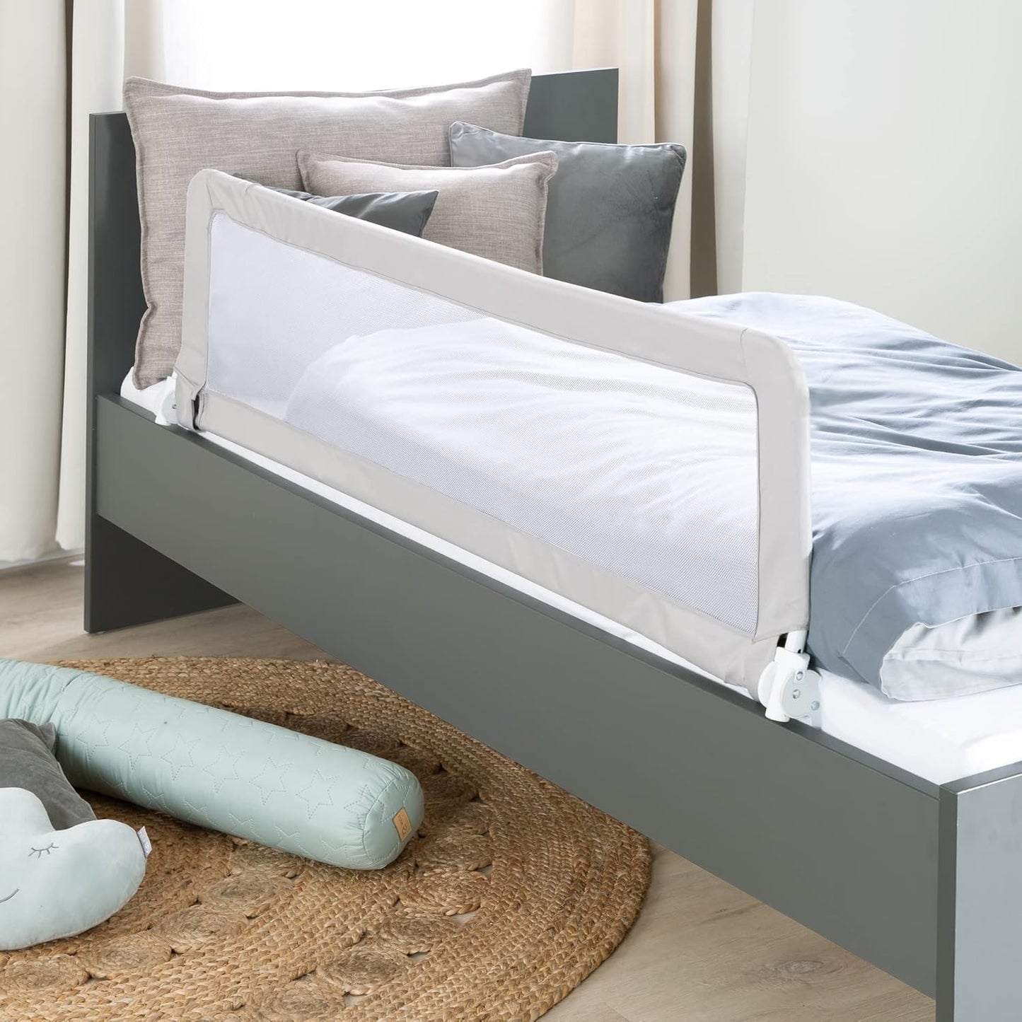 Bettschutzgitter Klipp-Klapp, Grau 100x40 cm