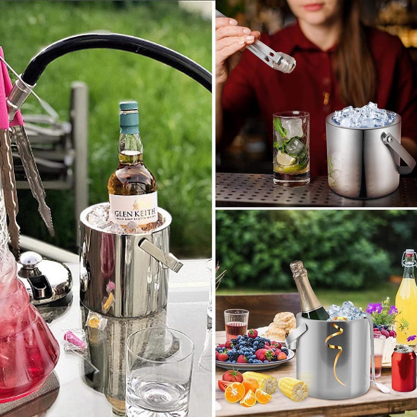 Eiseimer mit Zange und Sieb, 2.2L