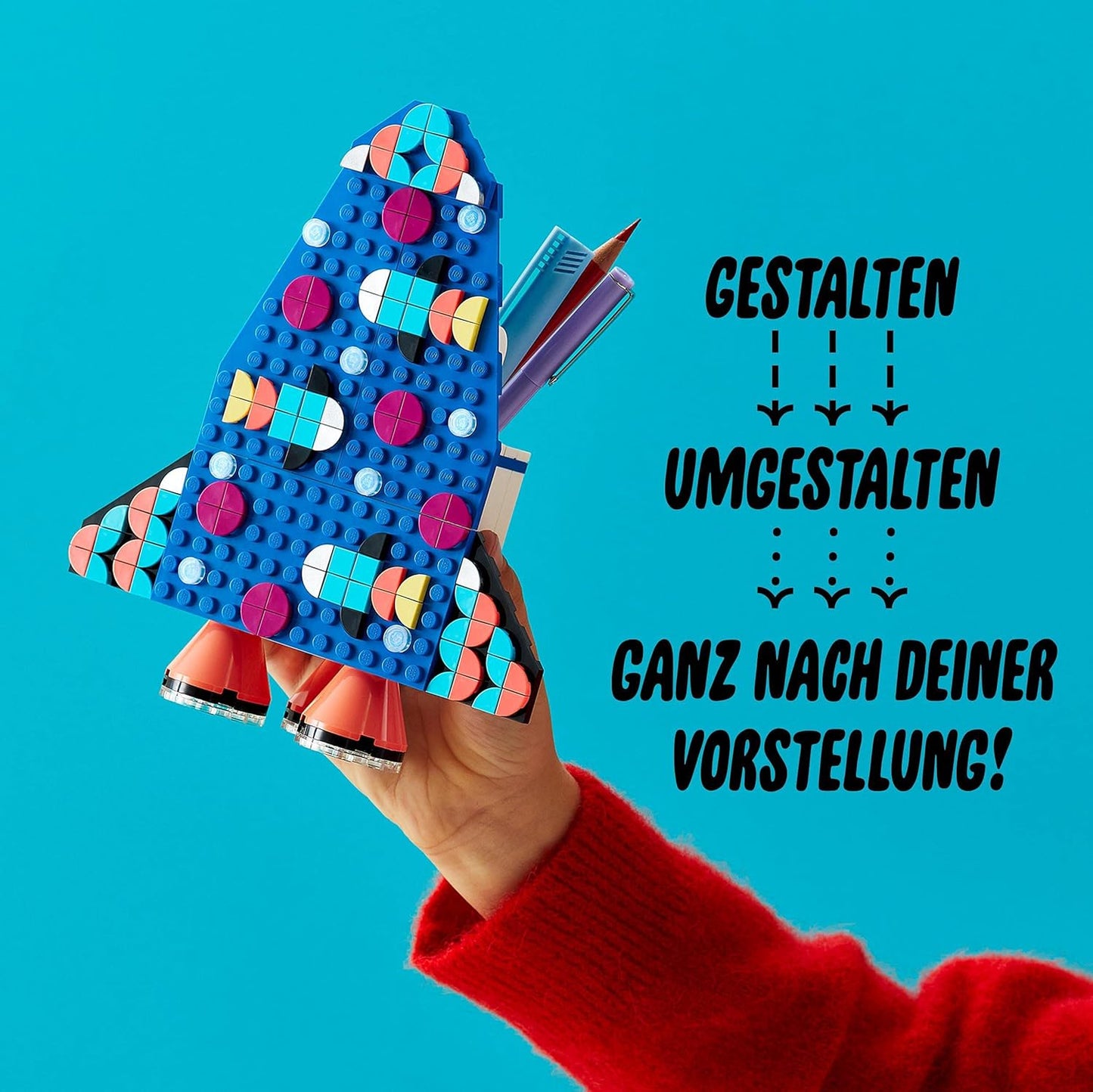DOTS Raketen Stiftehalter Bastelset für Kinder, Single