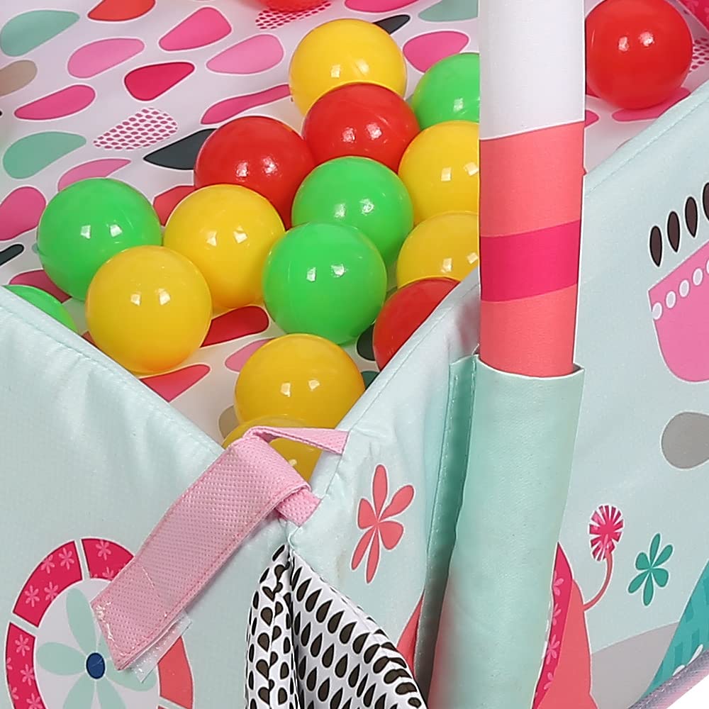 5-in-1 Baby Spieldecke mit Laufstall und Bällebad, 5 in 1-rosa