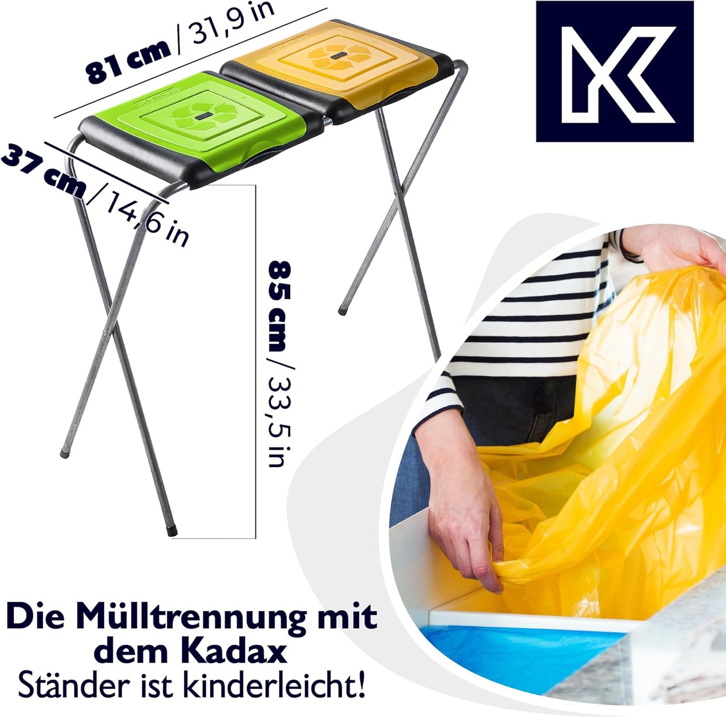 Doppel-Müllsackhalter für Mülltrennung, Doppelt v2