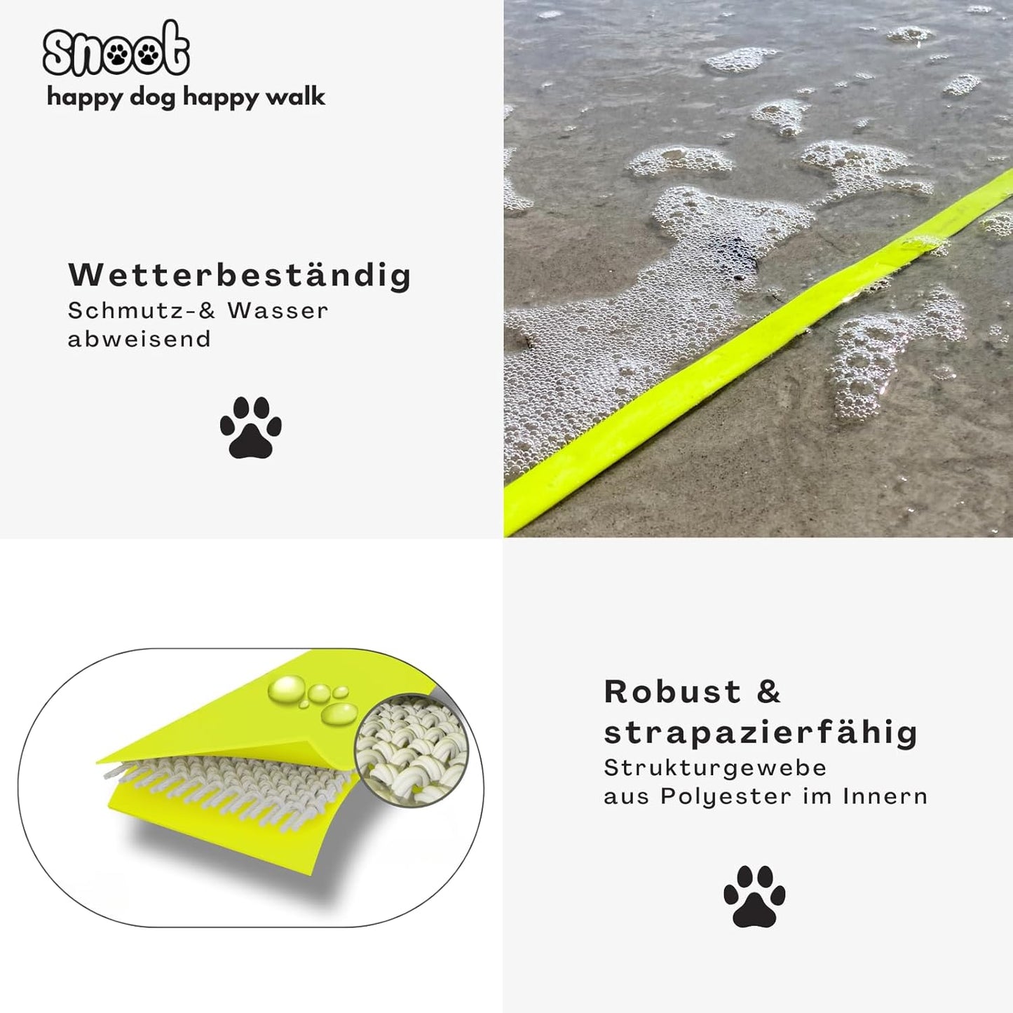 Schleppleine, 10m, für kräftige Hunde Neon Gelb