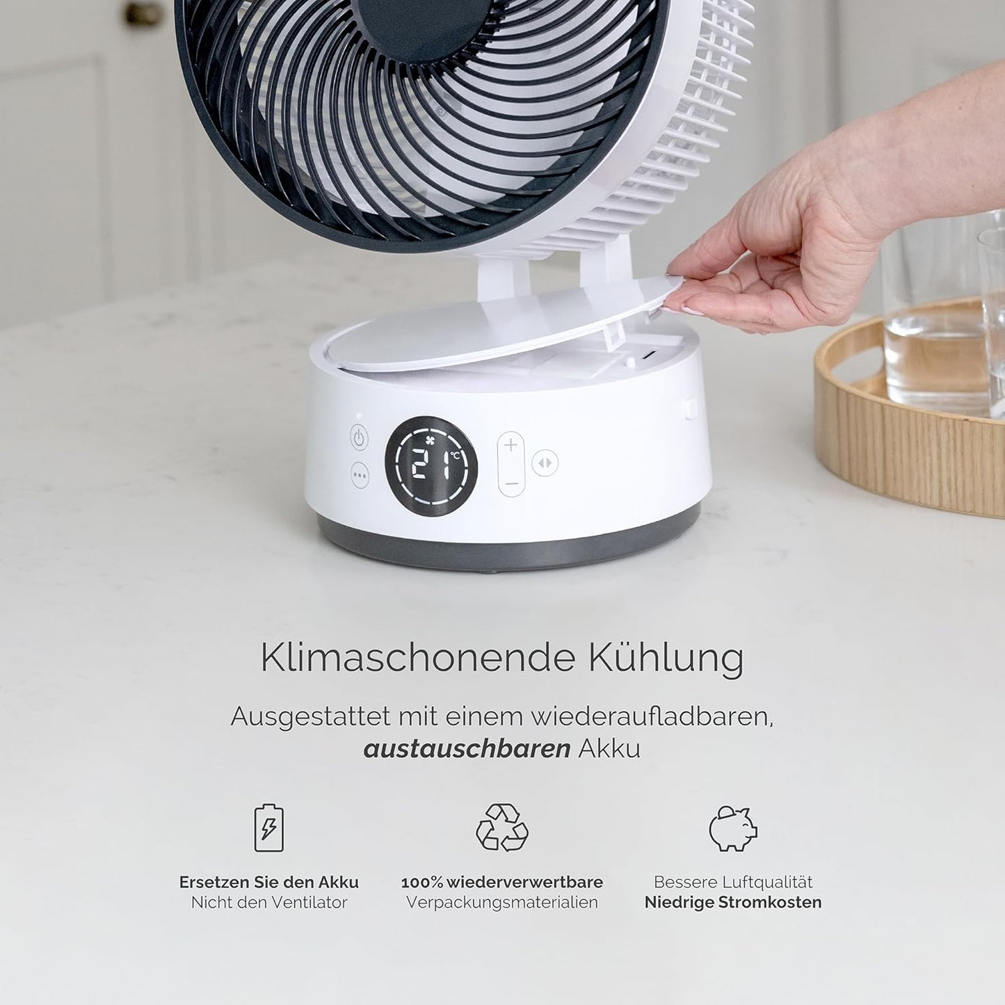 Tragbarer Ventilator Sefte mit Akku & Fernbedienung, Sefte® 8" Table
