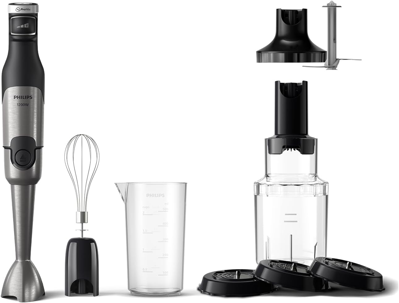 Stabmixer-Set mit Spiralizer und XL-Zerkleinerer, + Schneebesen, Spiralizer, XL-Zerkleinerer