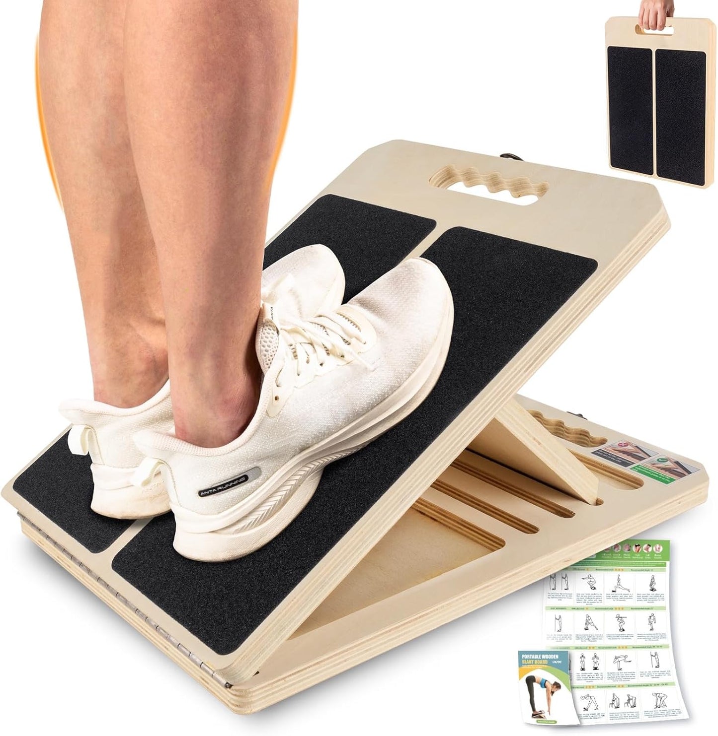 Wadendehner Schrägbrett mit Trainingsposter, Naturholzfarbe