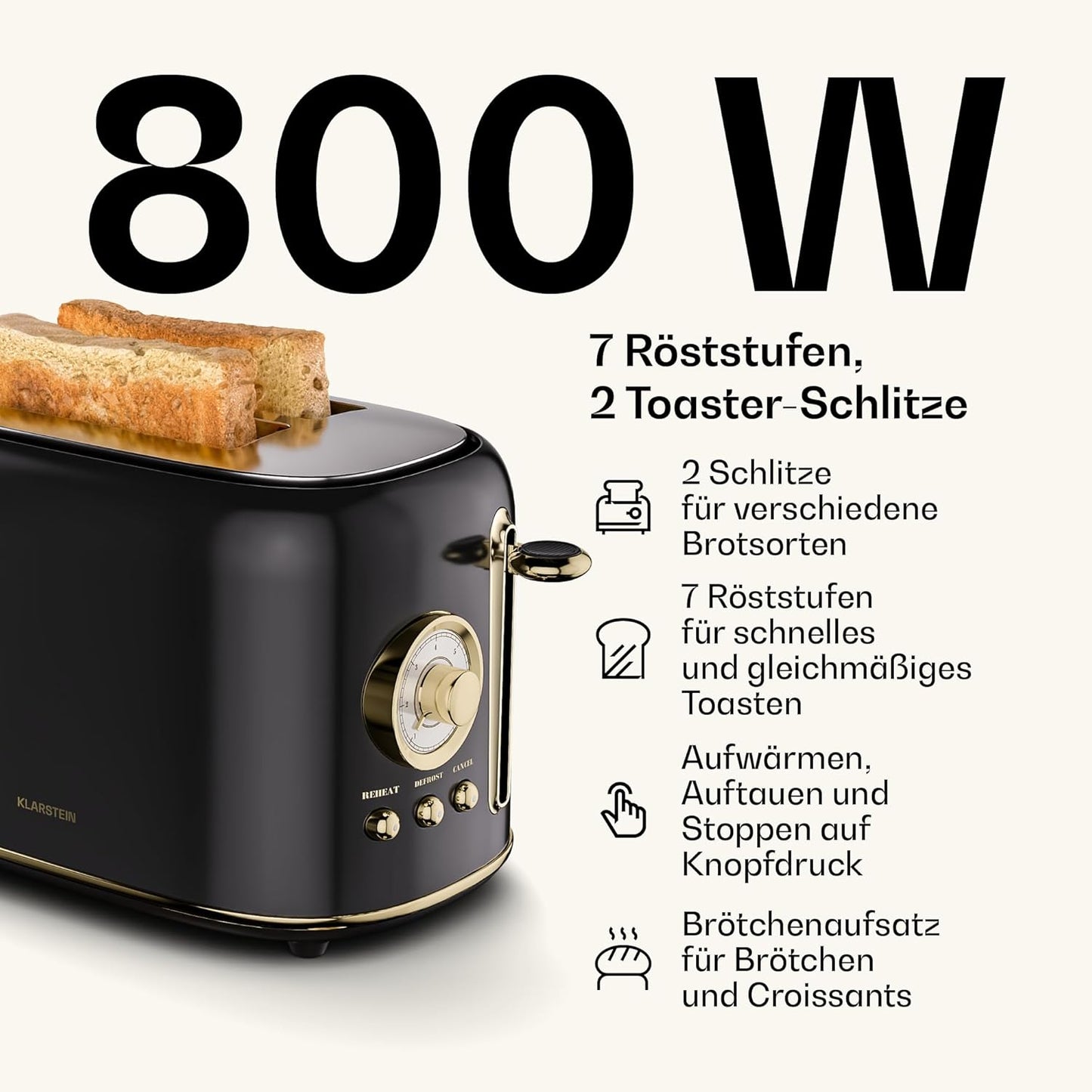 Retro Frühstücksset: Toaster & Wasserkocher-Set, Schwarz Toaster + Wasserkocher