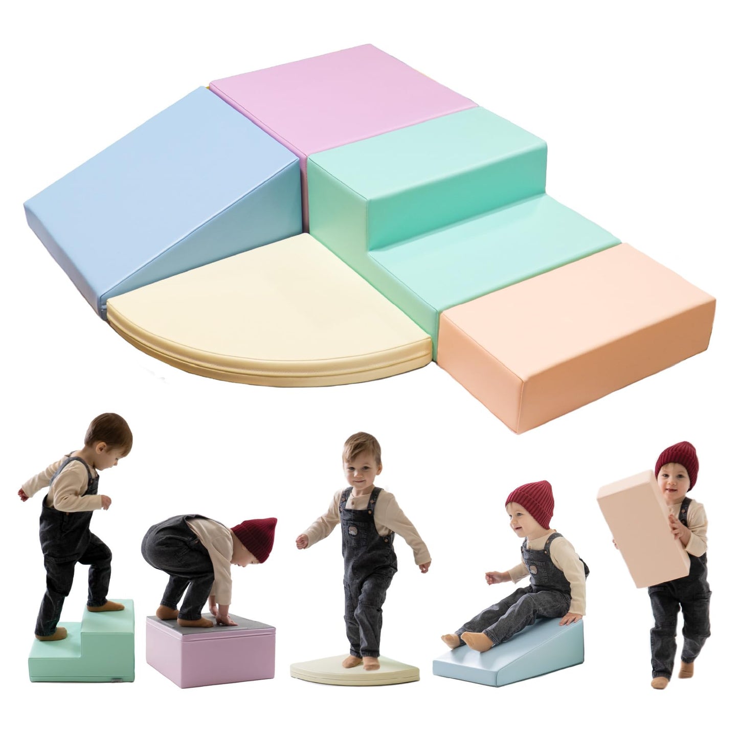 Softbausteine Corner Climber Set für Kleinkinder, Helles Pastell