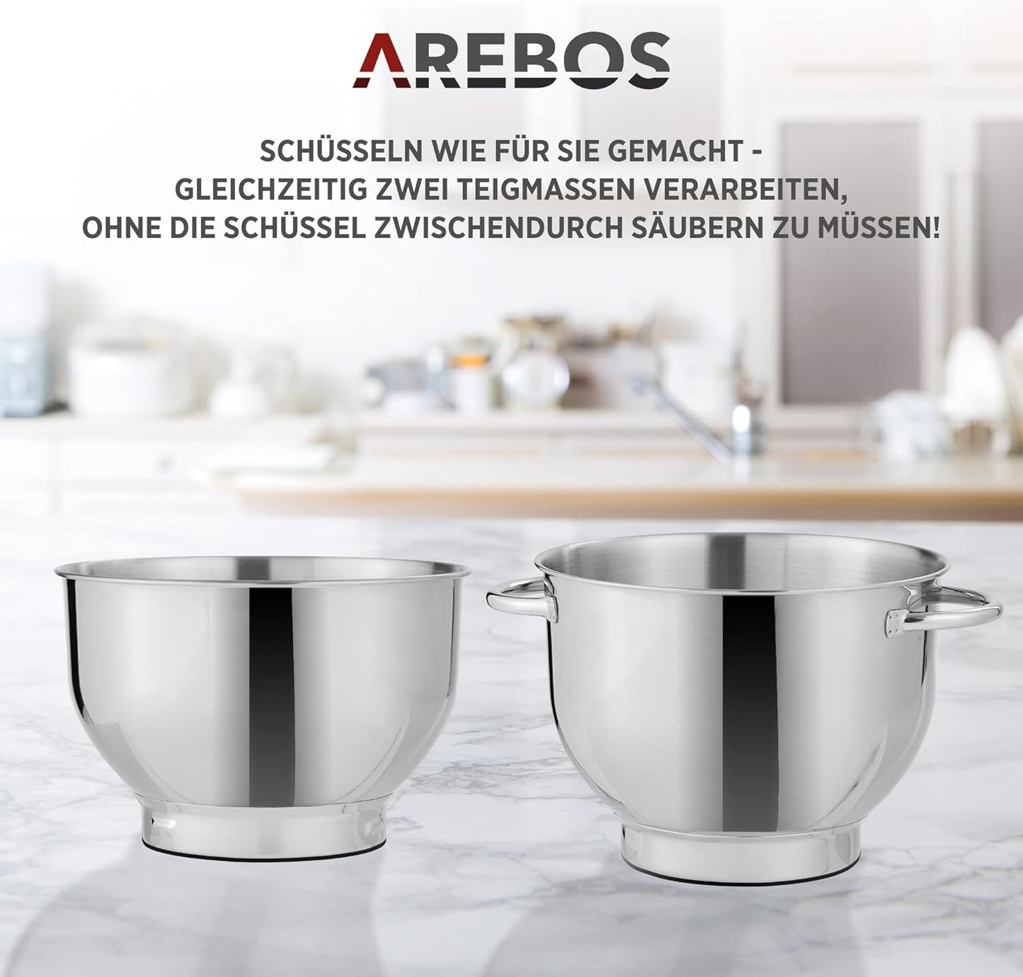 Küchenmaschine mit 2 Rührschüsseln, Creme