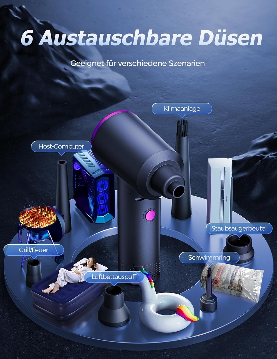 Elektrisches Druckluftgebläse AD36 mit Akku und LED-Licht, AD36