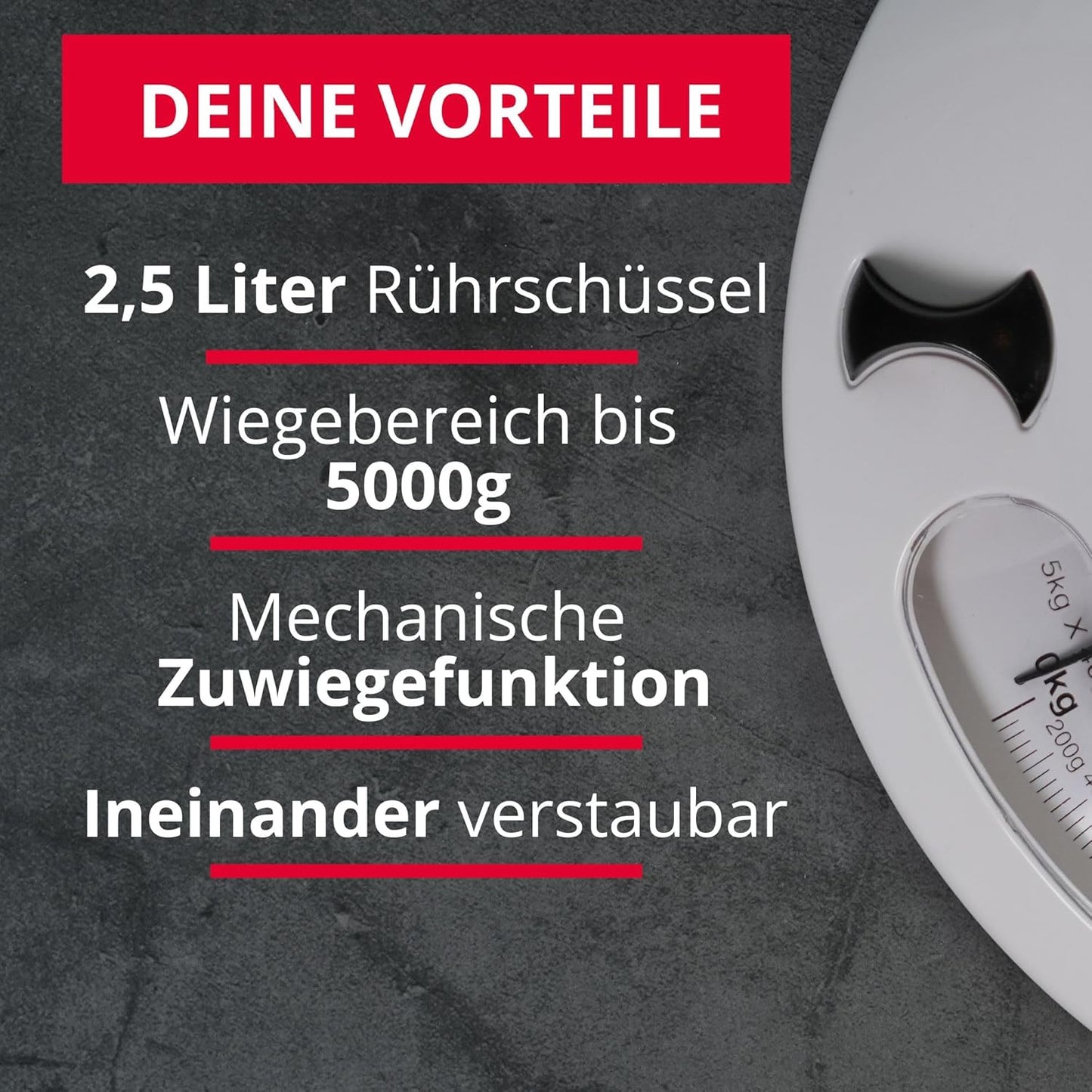 Küchenwaage mit Schüssel, Set 2-tlg., Manuell