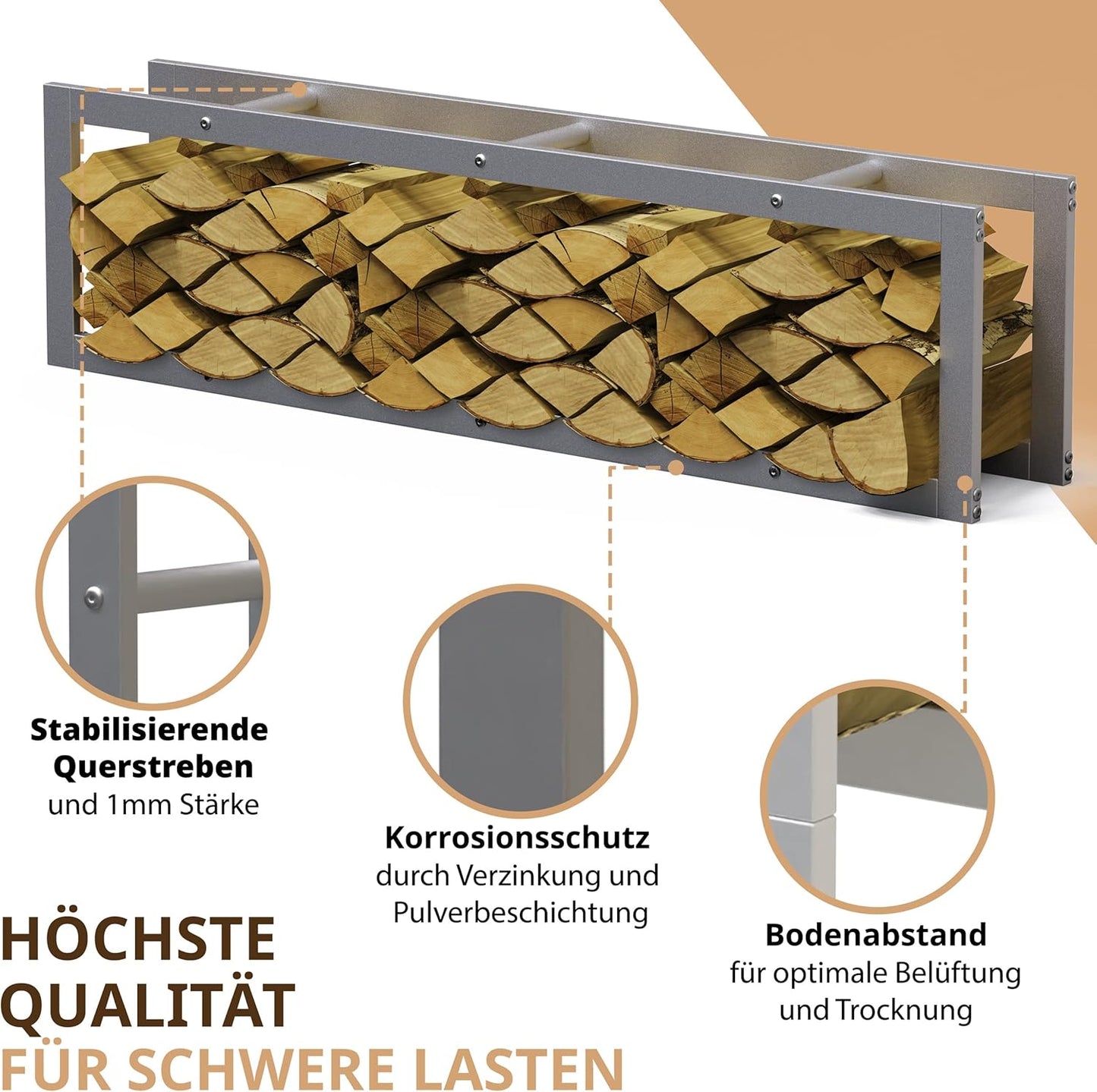 Kaminholzregal, Ral 9006 Silber