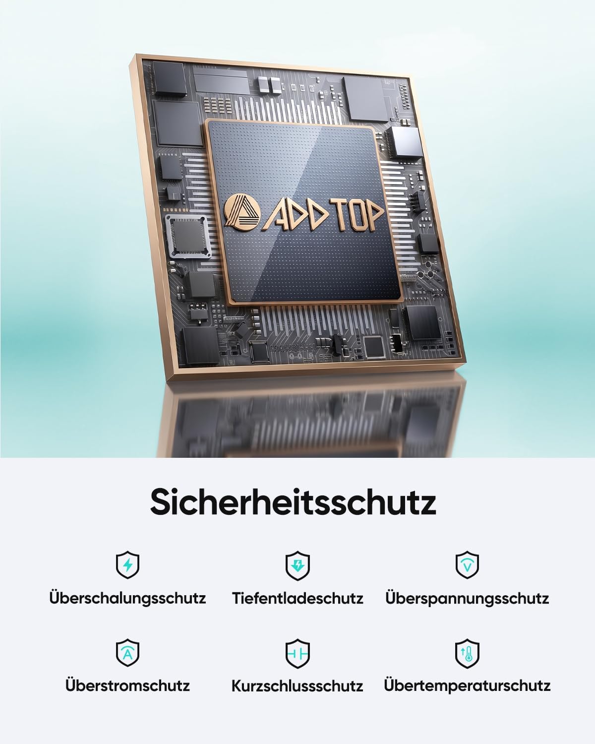 Powerbank mit 4 Kabeln & Schnellladen, Schwarz