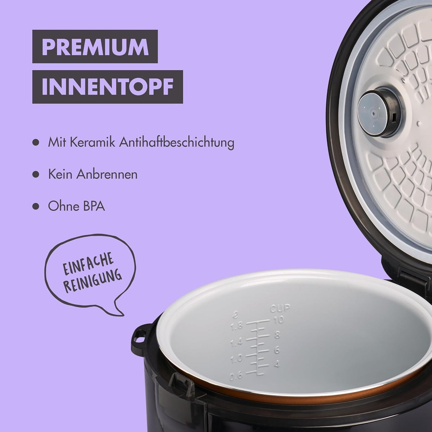 Reiskocher und Dampfgarer, 1,8L