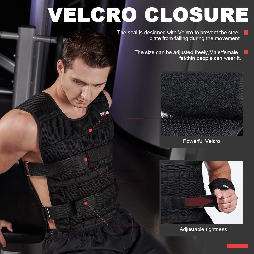 Verstellbare Gewichtsweste 20 kg, Black