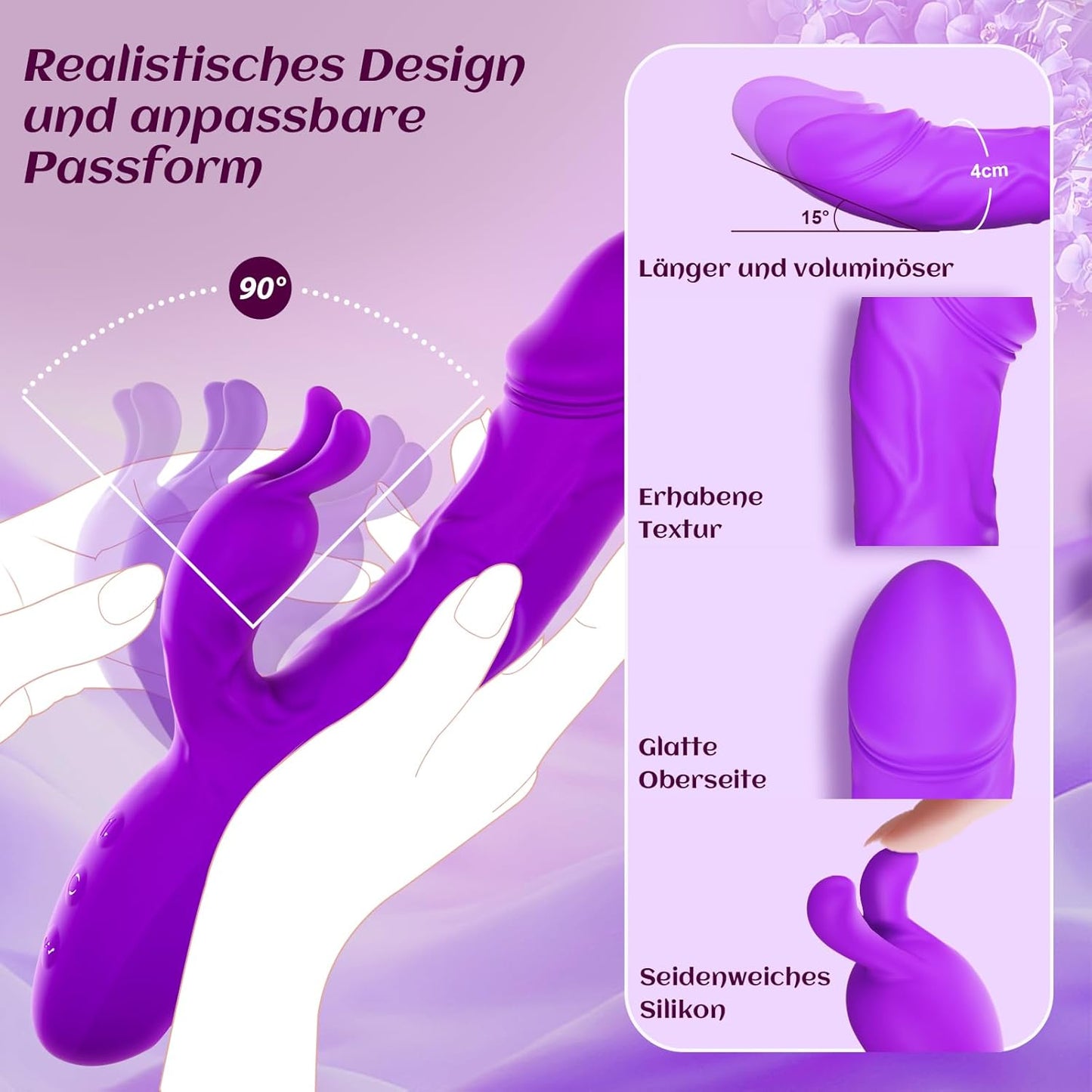 Doppel-Vibrator mit 10 Stoss- und Vibrationsfunktionen, Lila