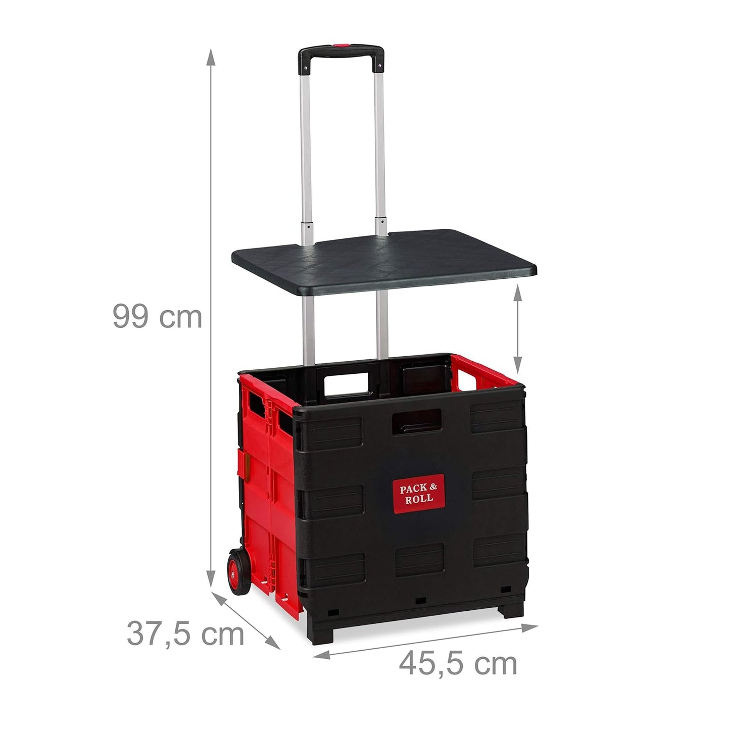 Klappbarer Einkaufstrolley, Rot/Schwarz