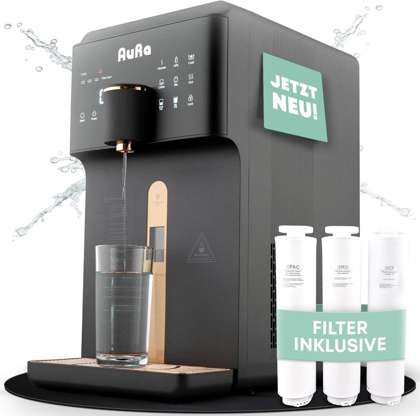 Osmose-Wasserfiltersystem ohne Tank, Mit Festwasseranschluss Schwarz