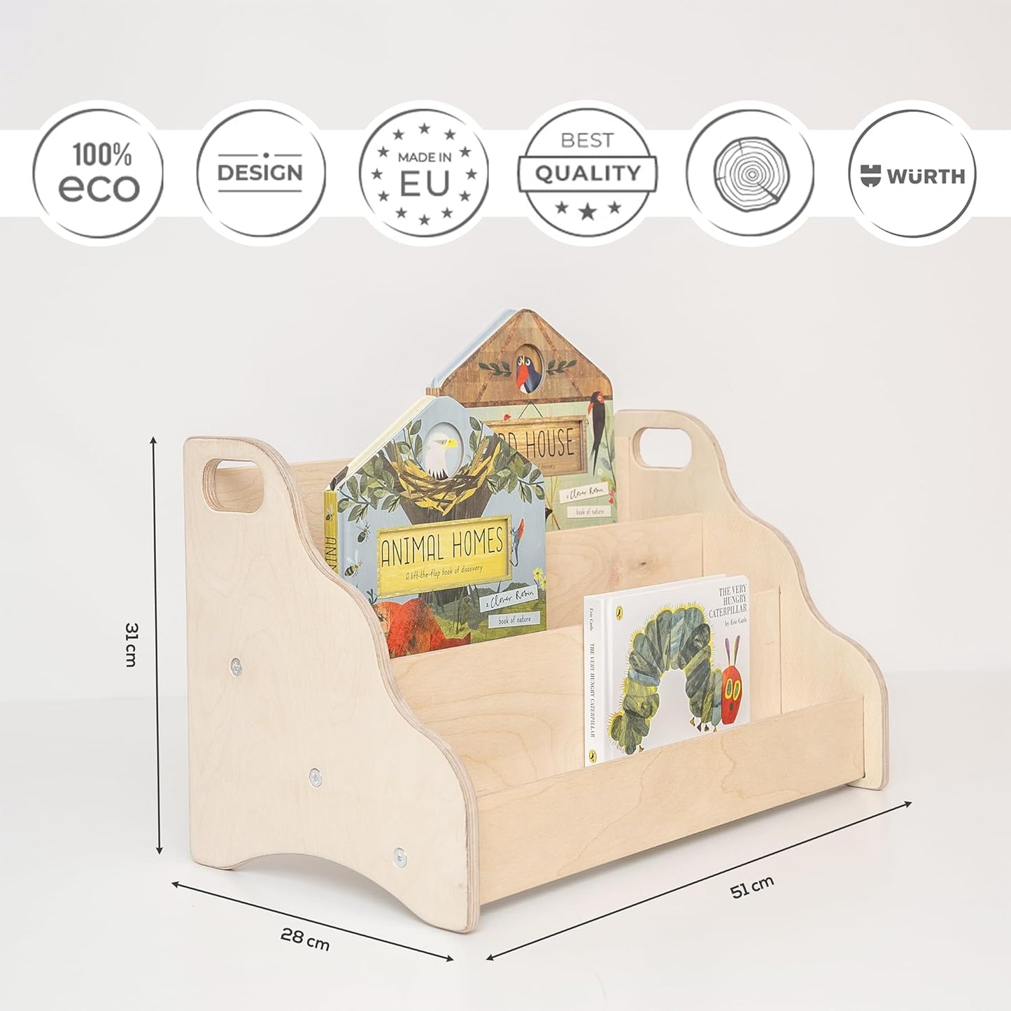 Bücherregal für Kinderzimmer, Natürliche