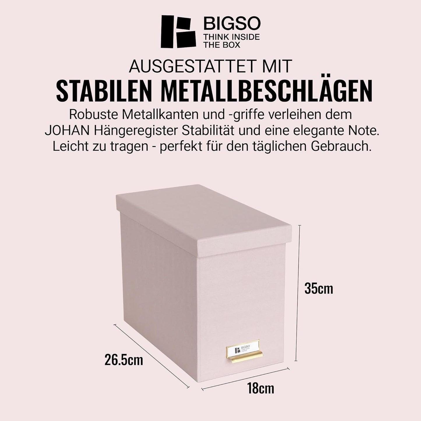 Hängeregisterbox Johan, Rosa 35 x 18.5 x 27 cm