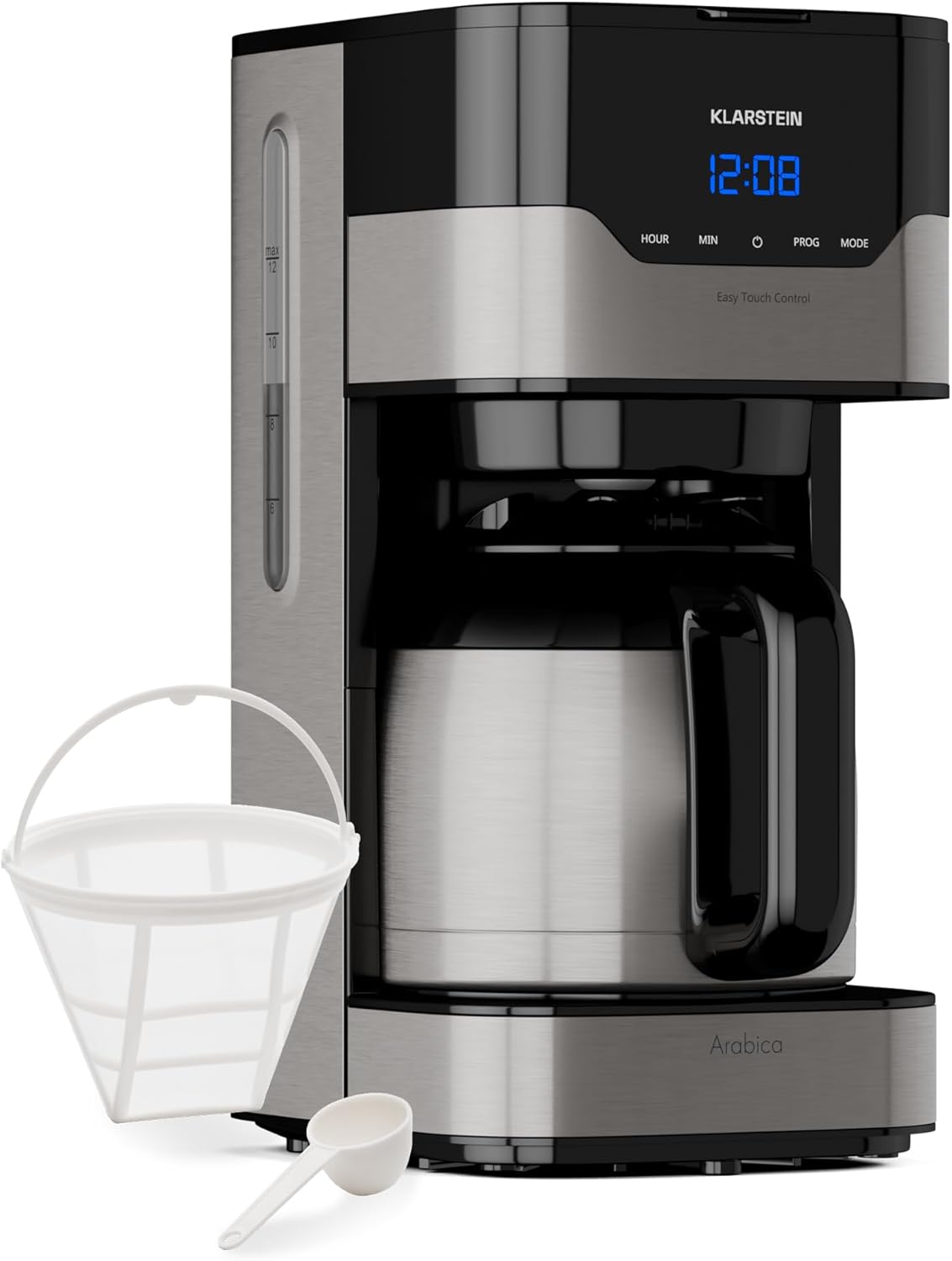 Filterkaffeemaschine mit Thermoskanne, Silber-schwarz - 1,2l